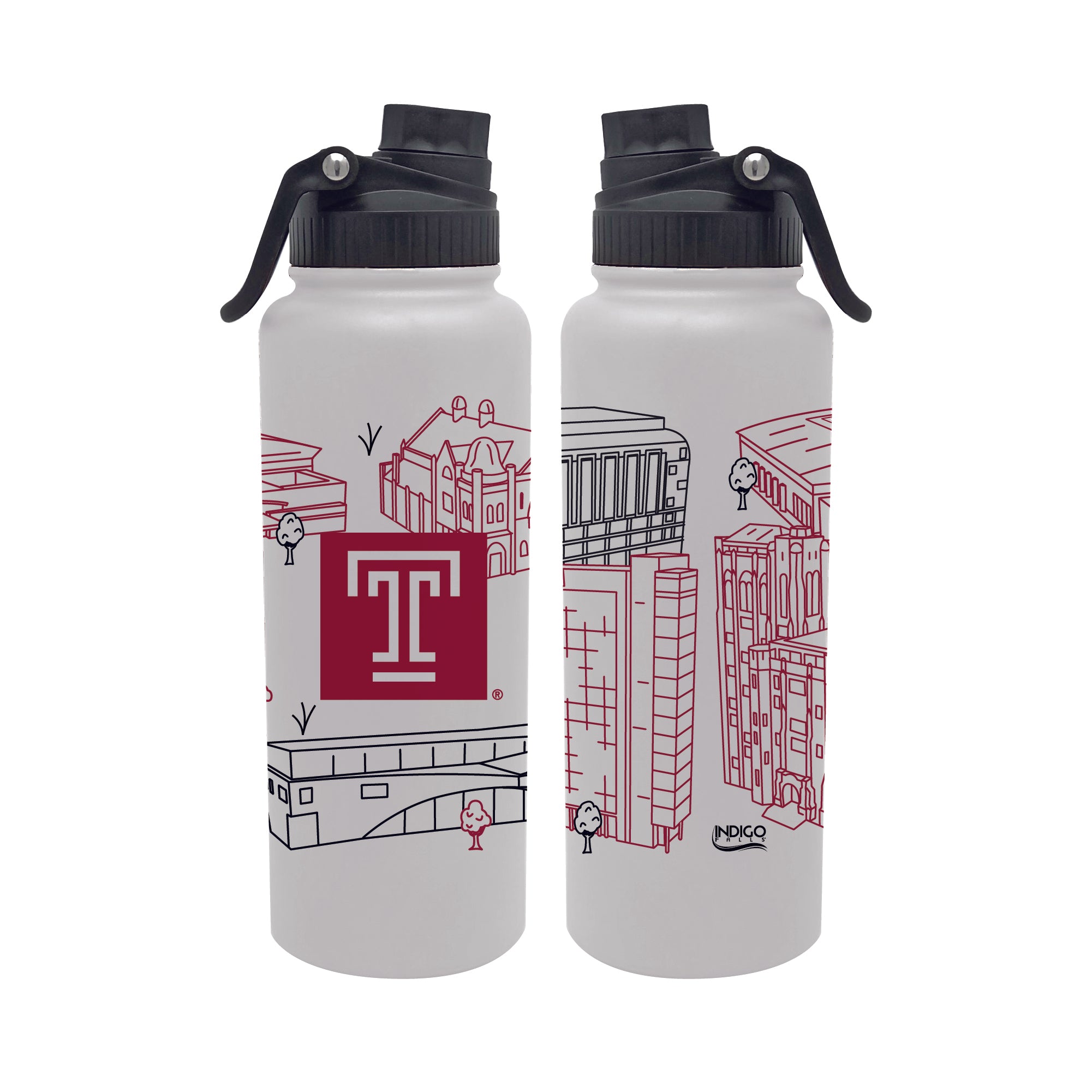 Temple Owls 34oz Campus Line Art Aqua Bottle