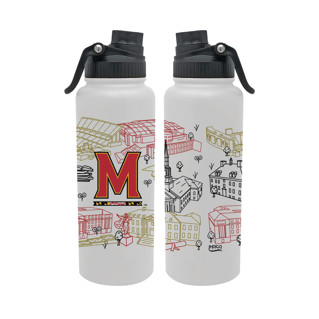 Maryland Terrapins 34oz Campus Line Art Aqua Bottle