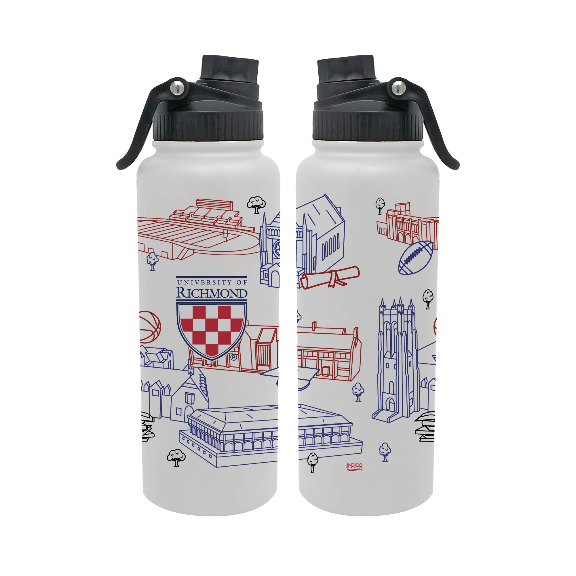 Richmond University 34oz Campus Line Art Aqua Bottle