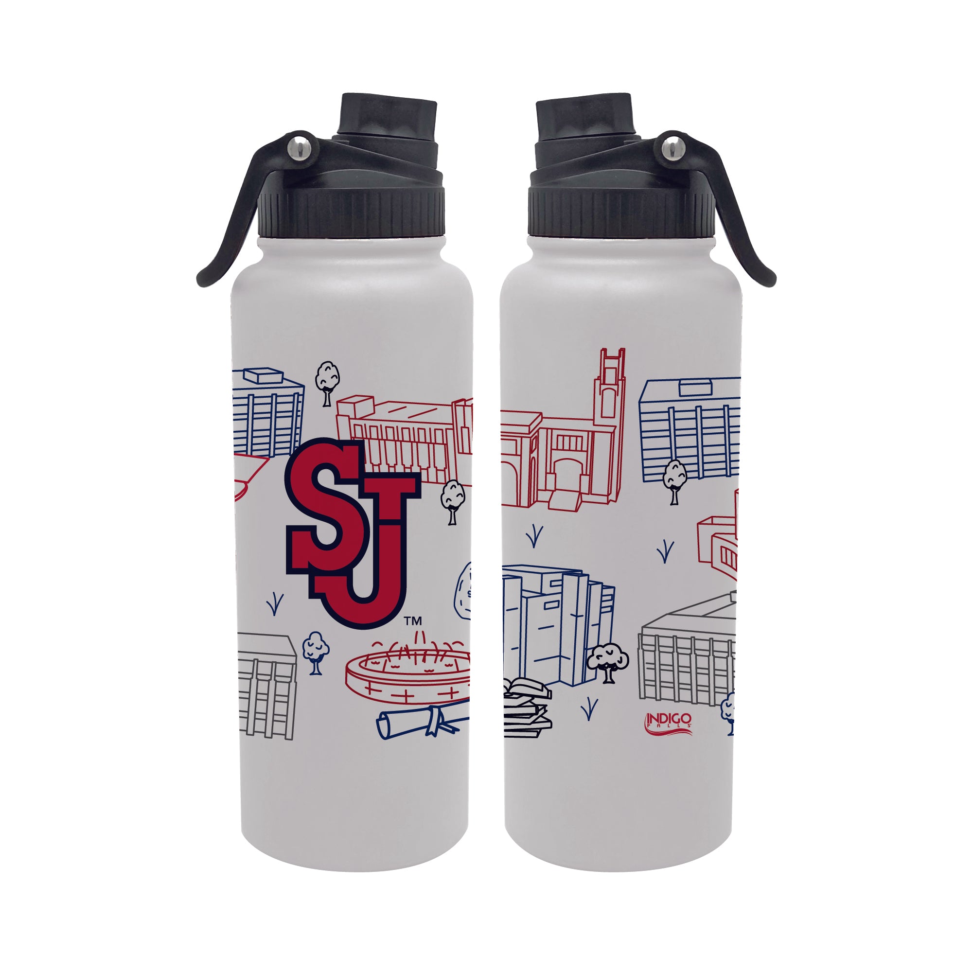 St Johns 34oz Campus Line Art Aqua Bottle