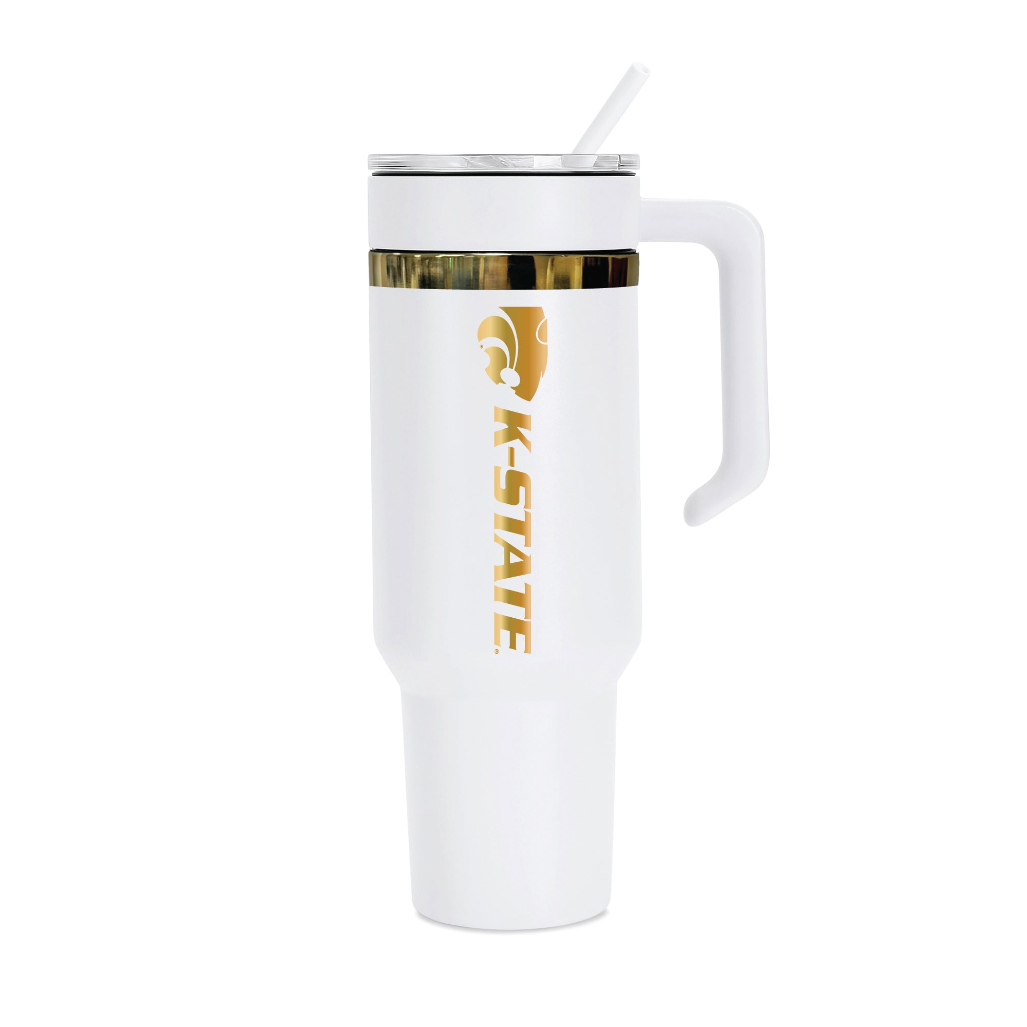 36oz K-State Wildcats Gold Anodized White Tumbler