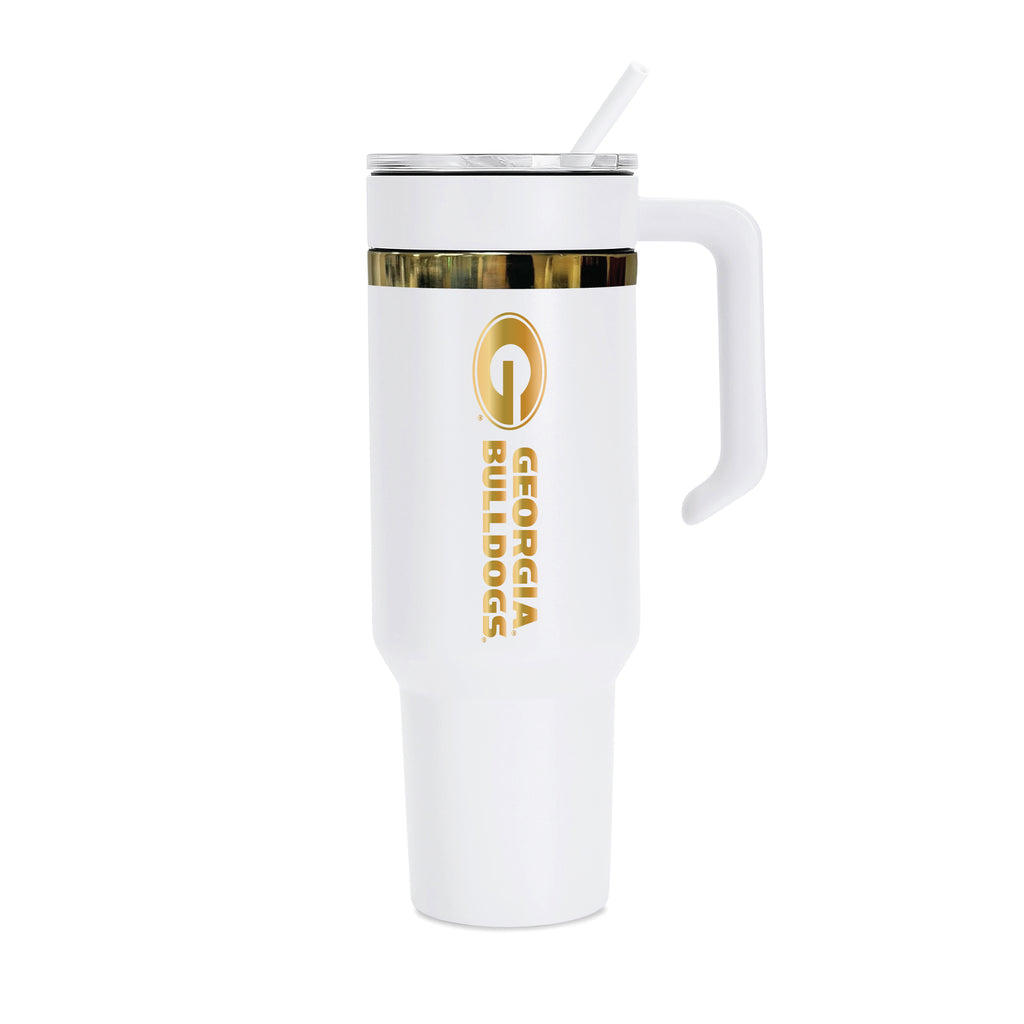 36oz Georgia Bulldogs Gold Anodized White Tumbler