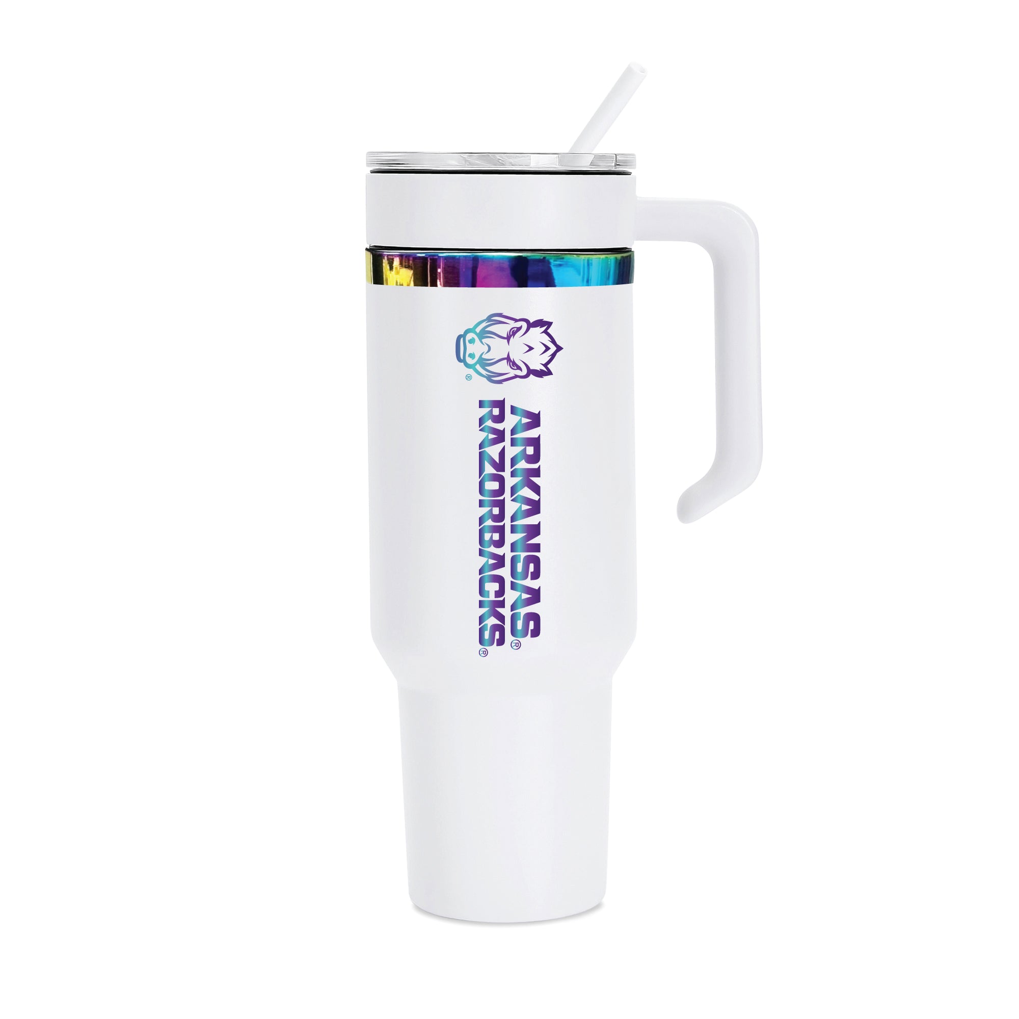 36oz Arkansas Razorbacks Iridescent Anodized White Tumbler