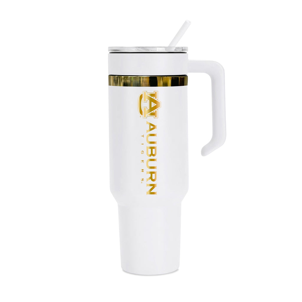 36oz Auburn Tigers Gold Anodized White Tumbler