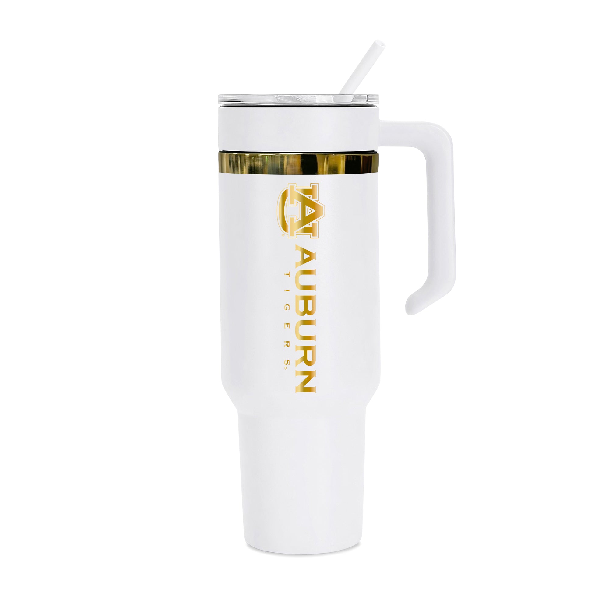 36oz Auburn Tigers Gold Anodized White Tumbler
