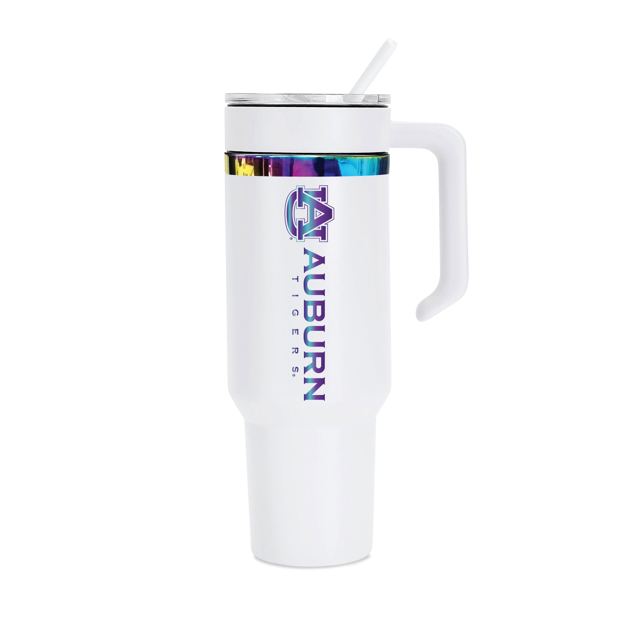 36oz Auburn Tigers Iridescent Anodized White Tumbler