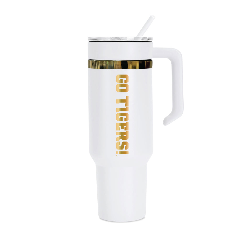 36oz Clemson Tigers Gold Anodized White Tumbler