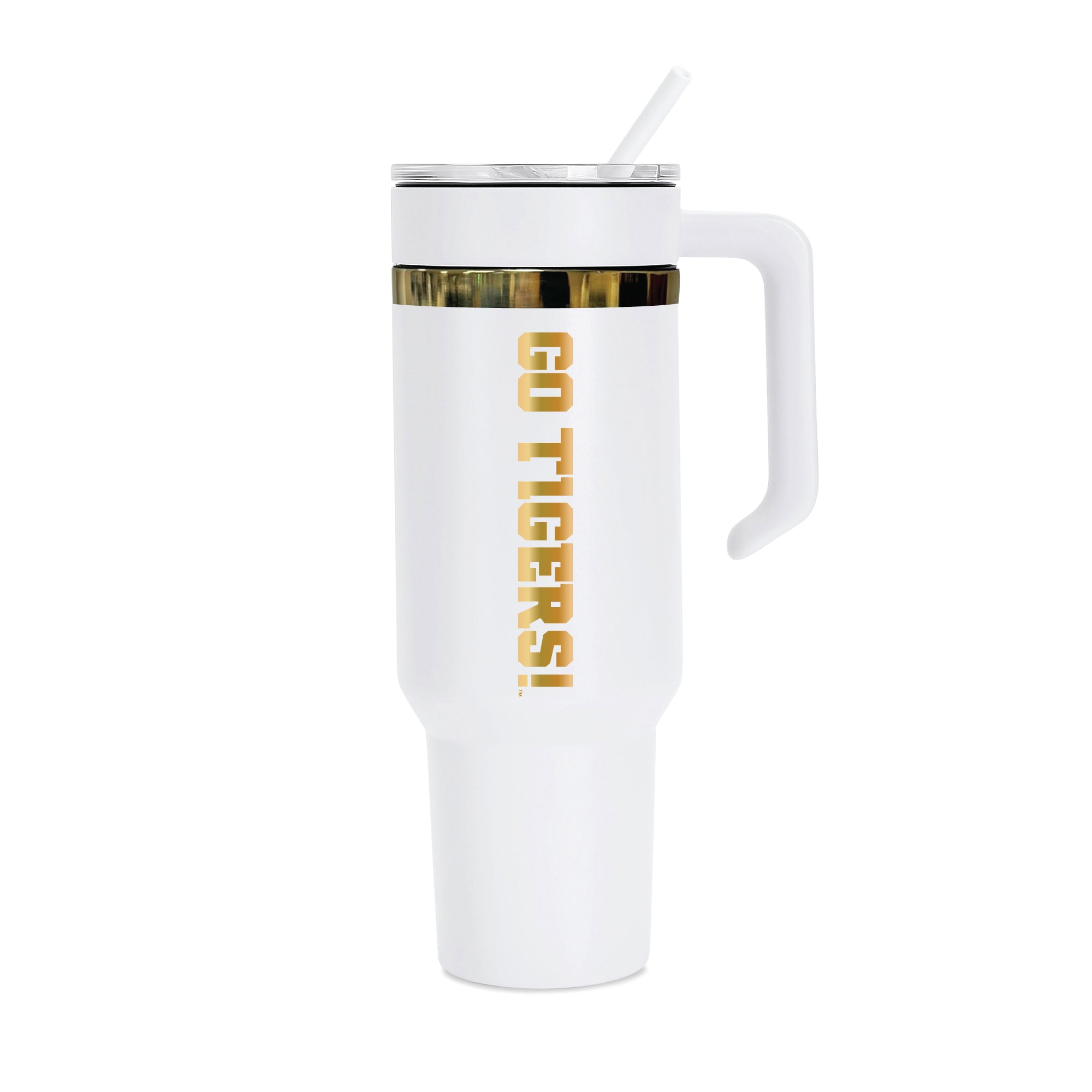 36oz Clemson Tigers Gold Anodized White Tumbler