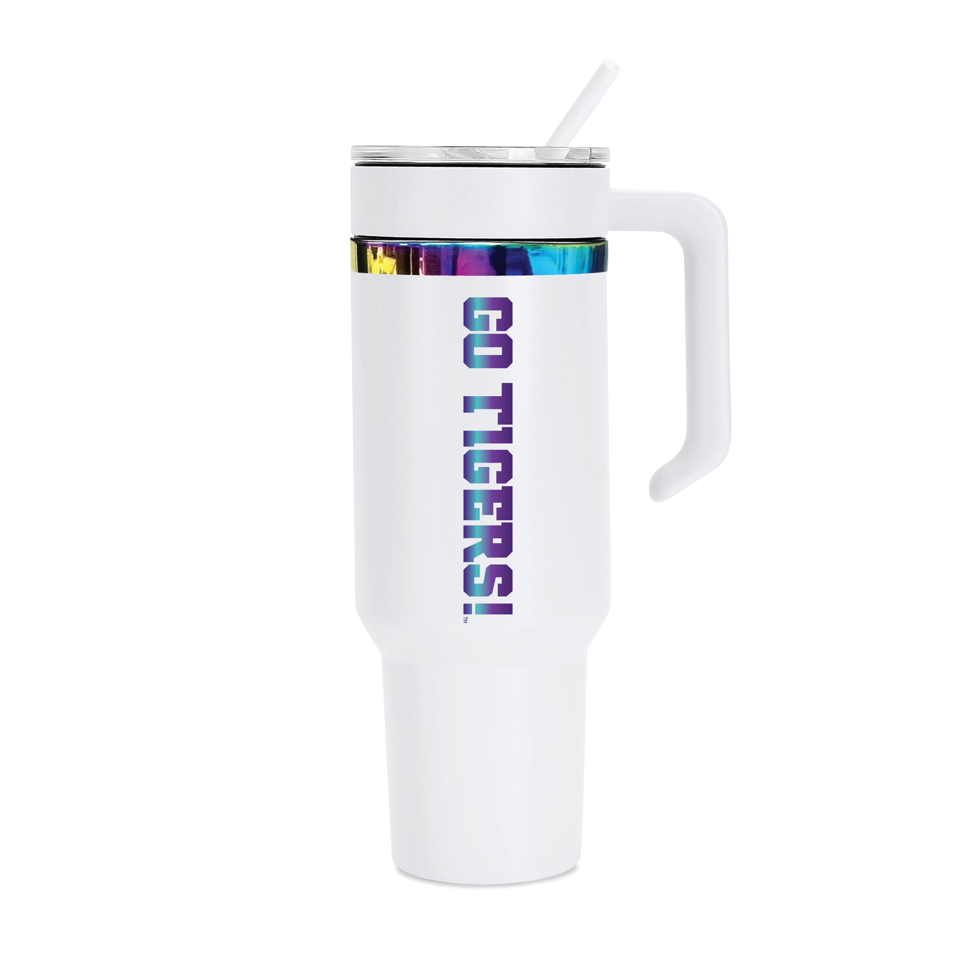 36oz Clemson Tigers Iridescent Anodized White Tumbler