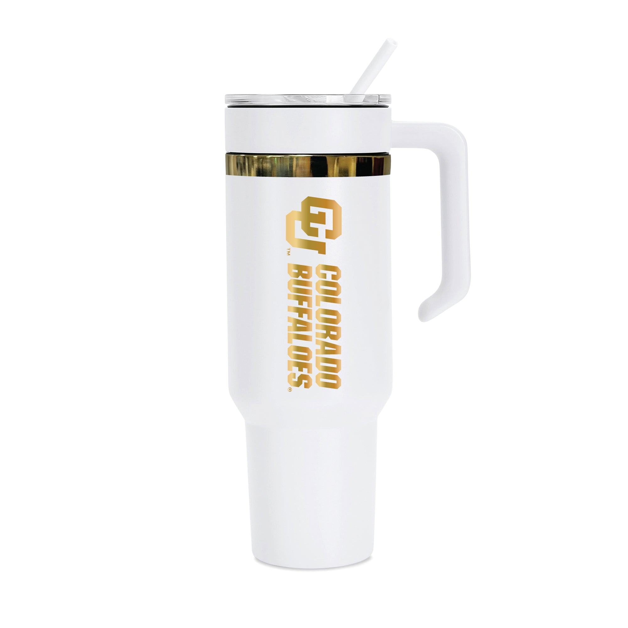 36oz Colorado Buffaloes Gold Anodized White Tumbler