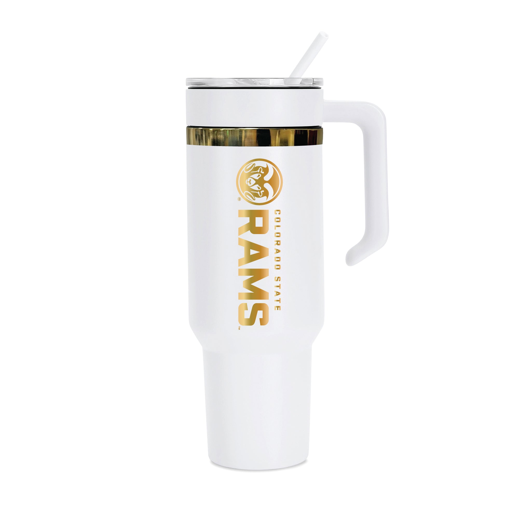 36oz Colorado State Rams Gold Anodized White Tumbler
