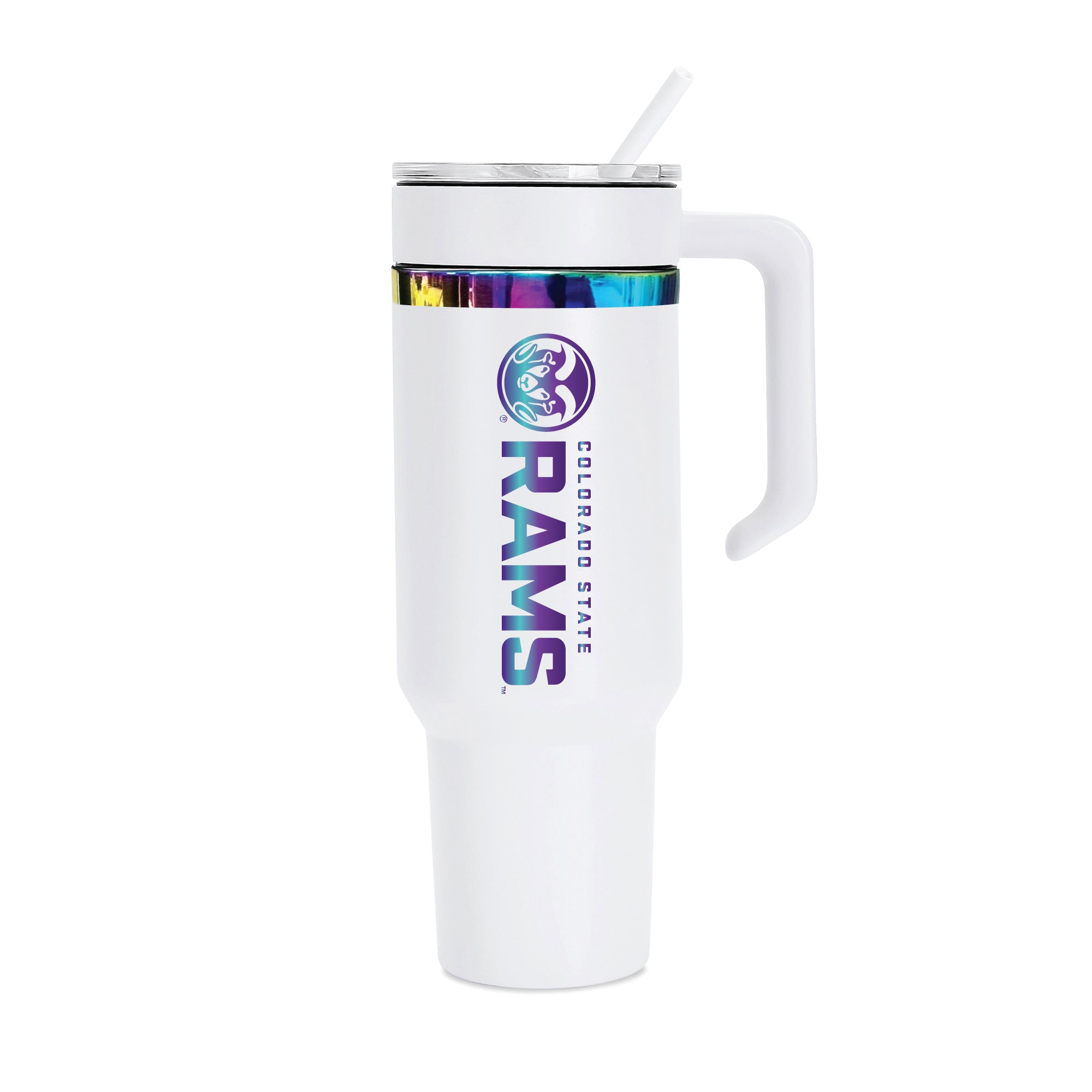 36oz Colorado State Rams Iridescent Anodized White Tumbler