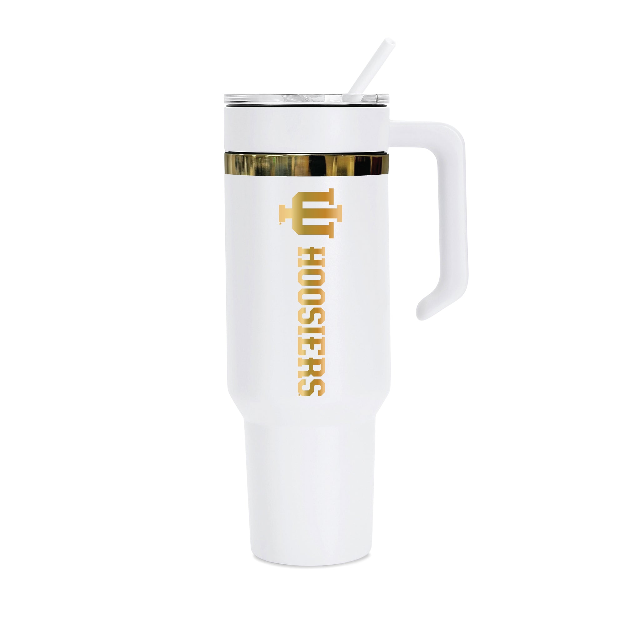36oz Indiana Hoosiers Gold Anodized White Tumbler