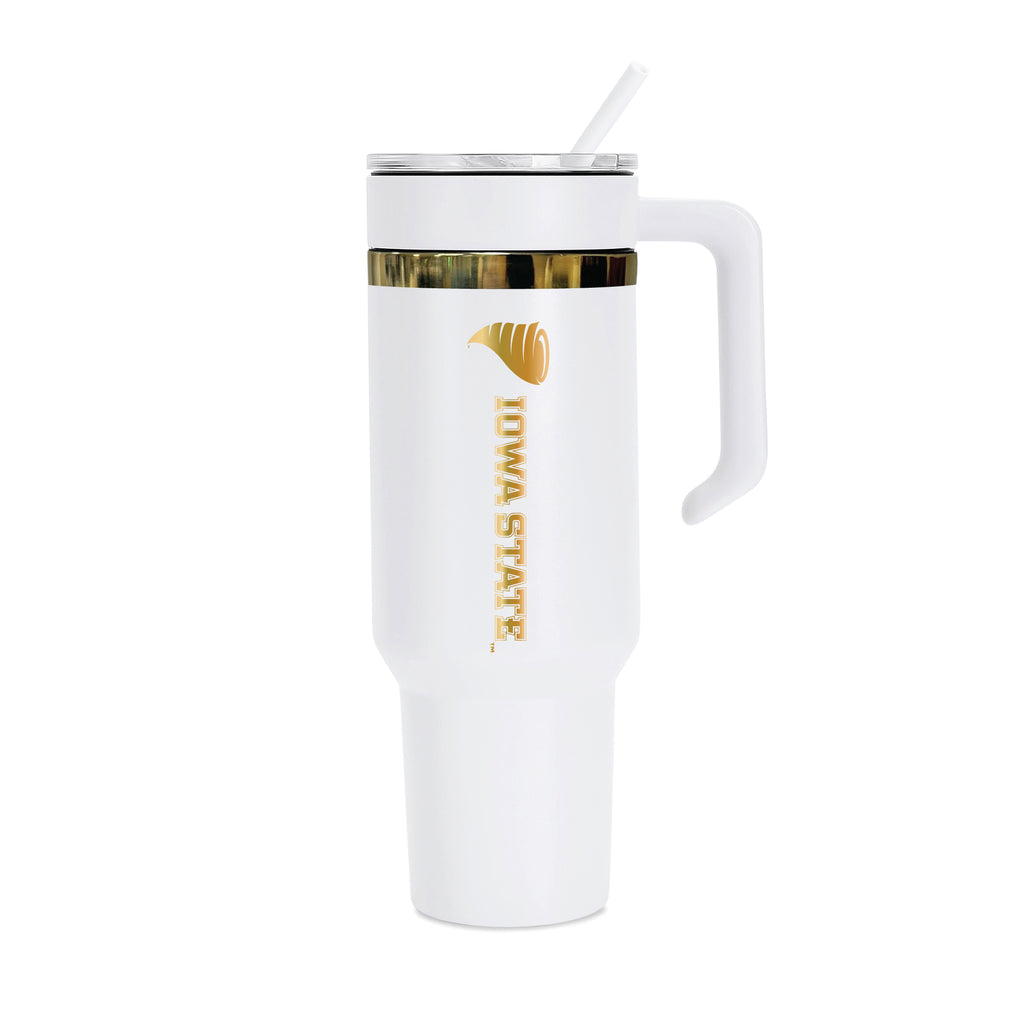 36oz Iowa State Cyclones Gold Anodized White Tumbler