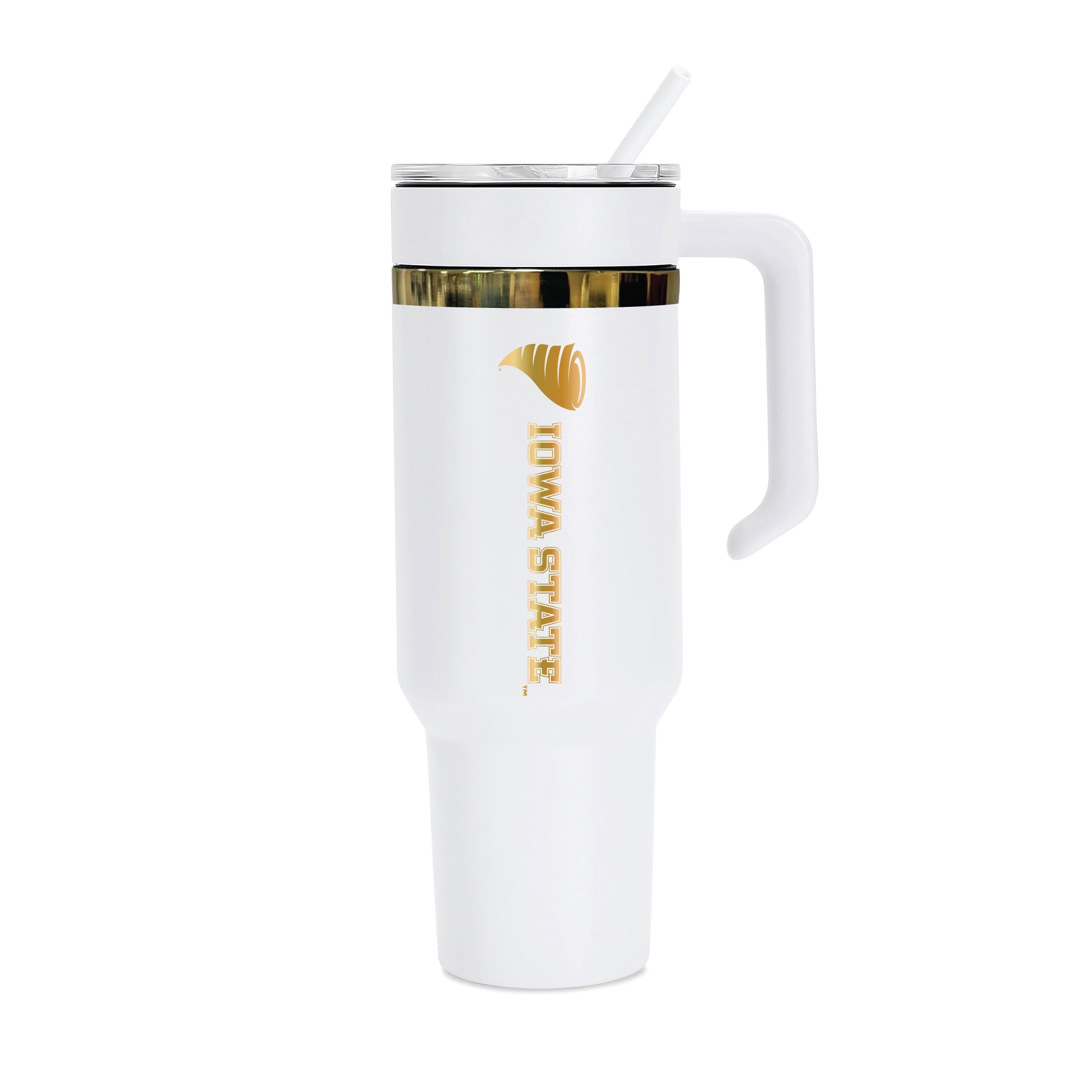 36oz Iowa State Cyclones Gold Anodized White Tumbler