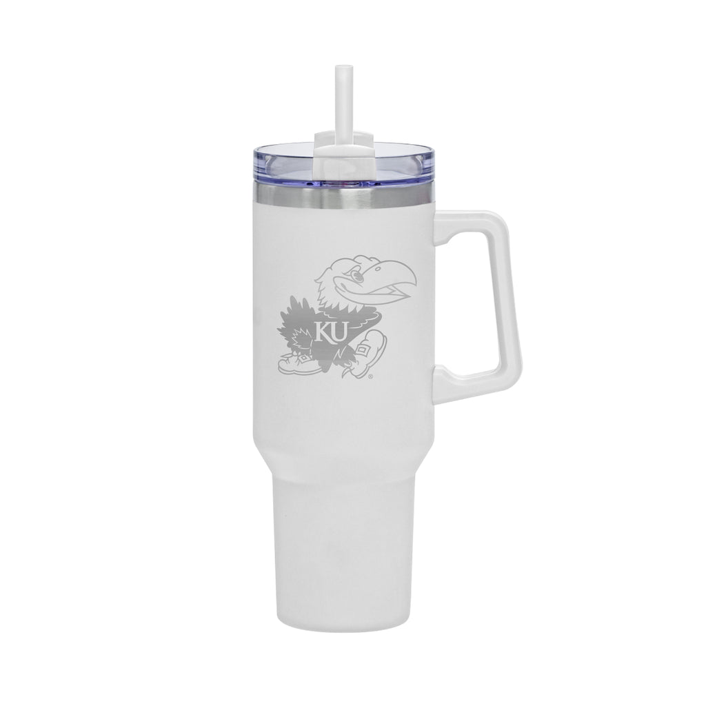 40oz Kansas Jayhawks Laser Etch Rocky Tumbler with Handle