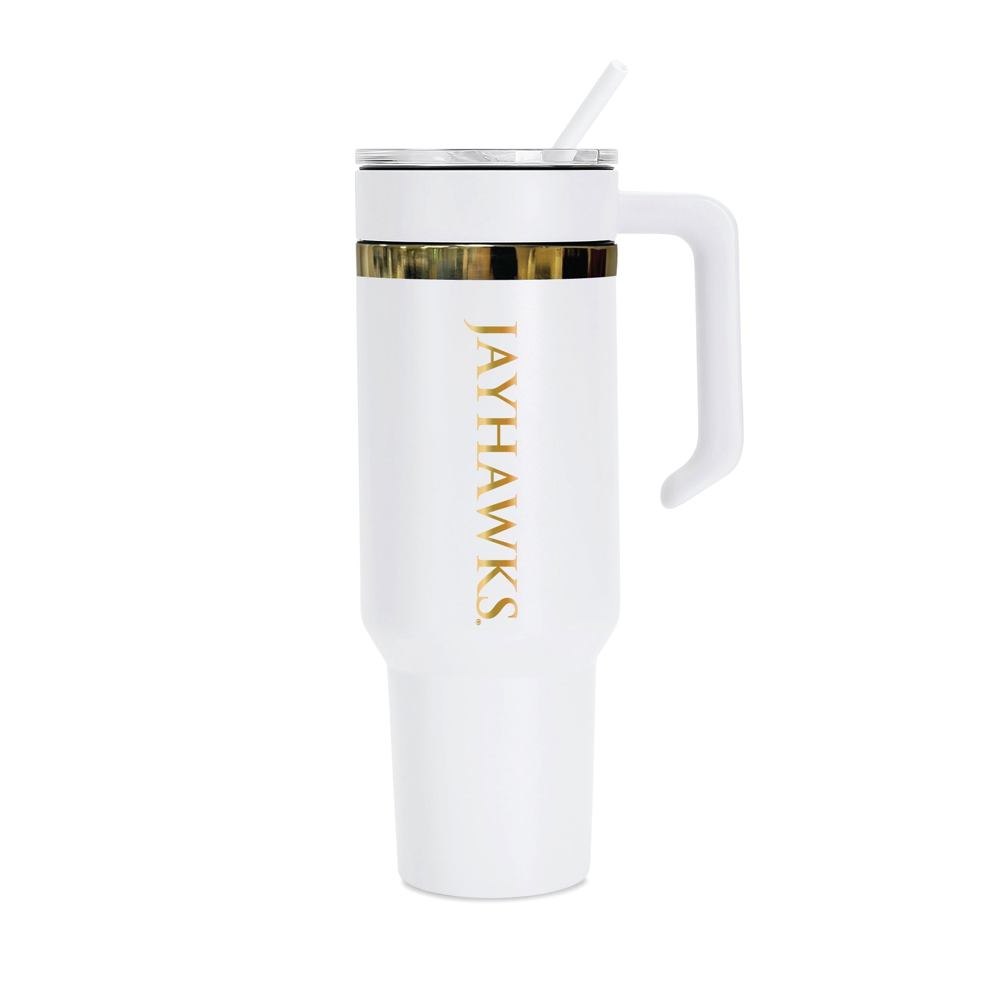36oz Kansas Jayhawks Gold Anodized White Tumbler