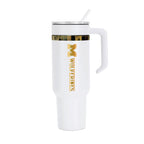 36oz Michigan Wolverines Gold Anodized White Tumbler