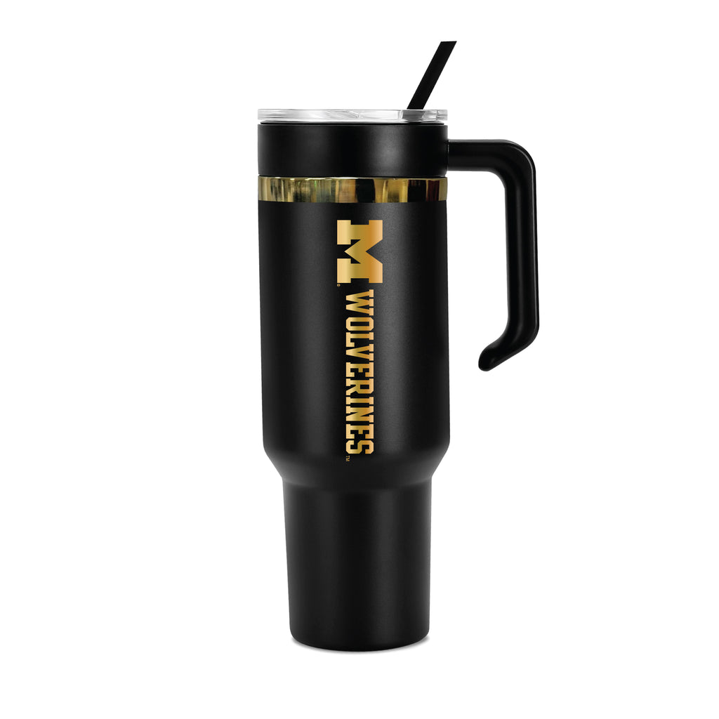 36oz Michigan Wolverines Gold Black Anodized Tumbler