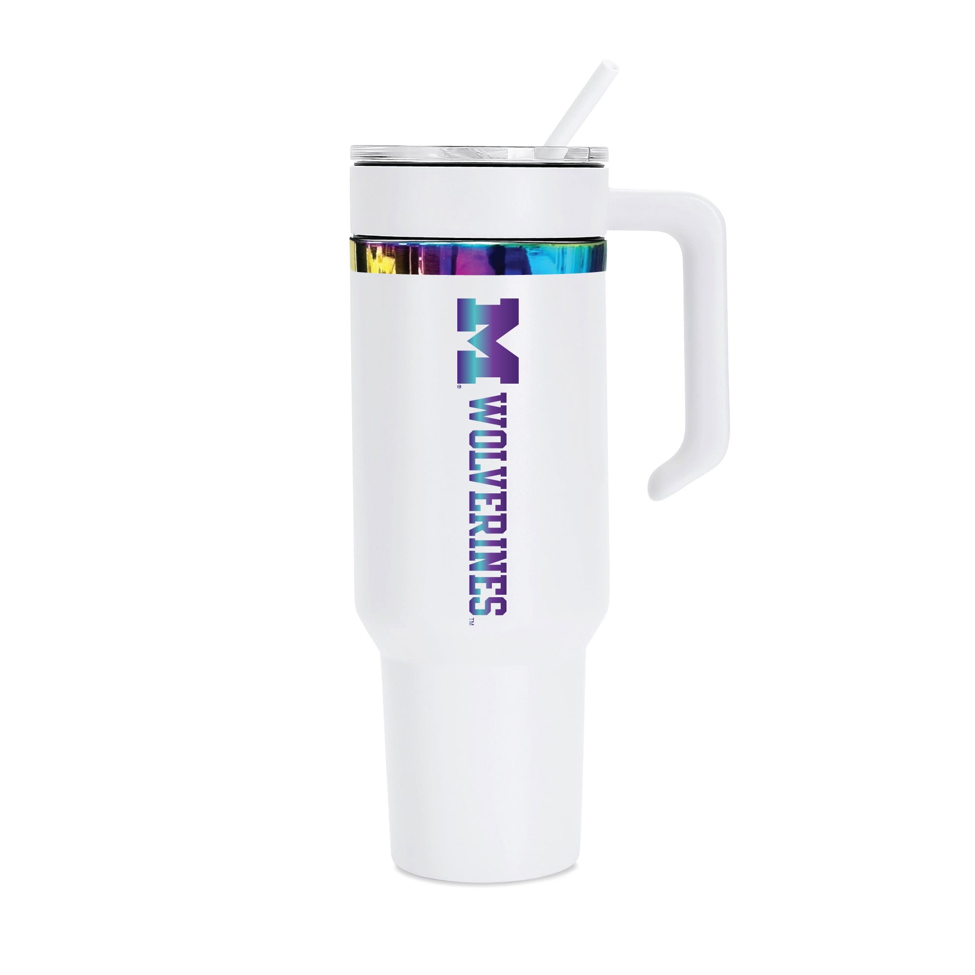 36oz Michigan Wolverines Iridescent Anodized White Tumbler