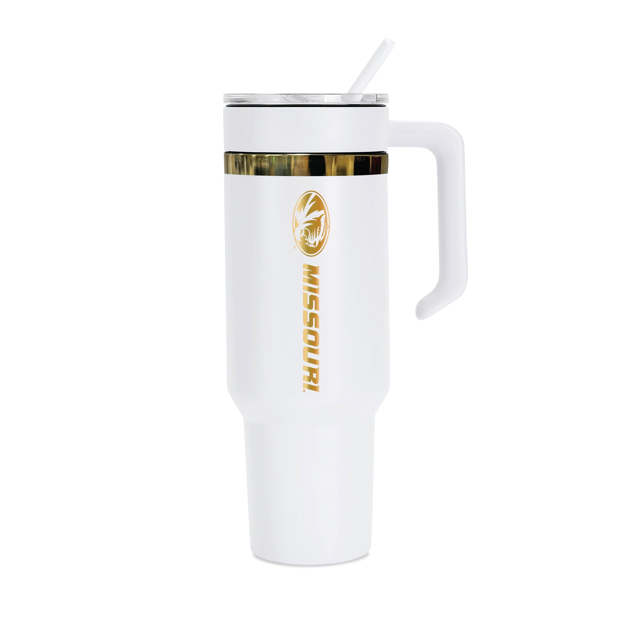 36oz Missouri Tigers Gold Anodized White Tumbler
