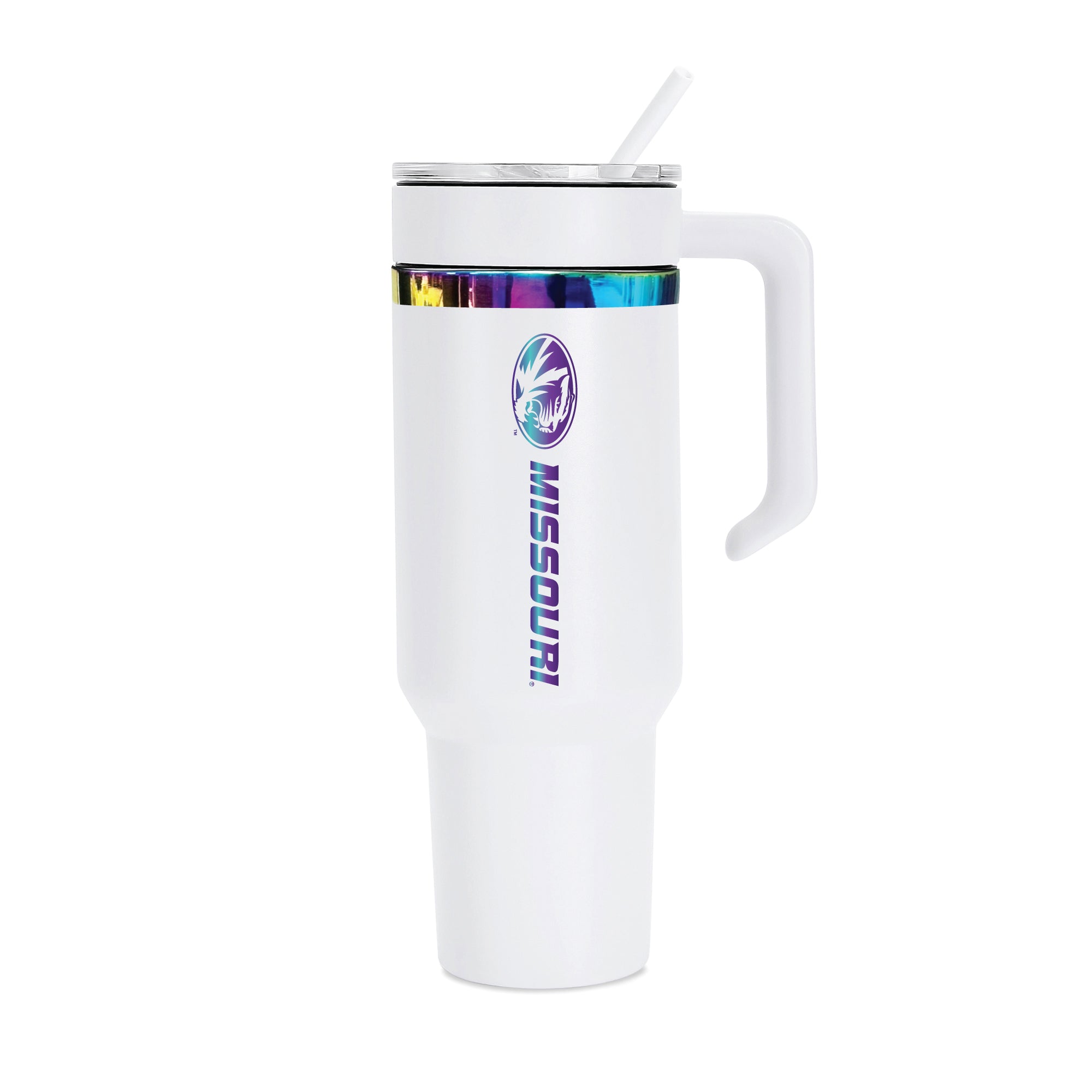 36oz Missouri Tigers Iridescent Anodized White Tumbler