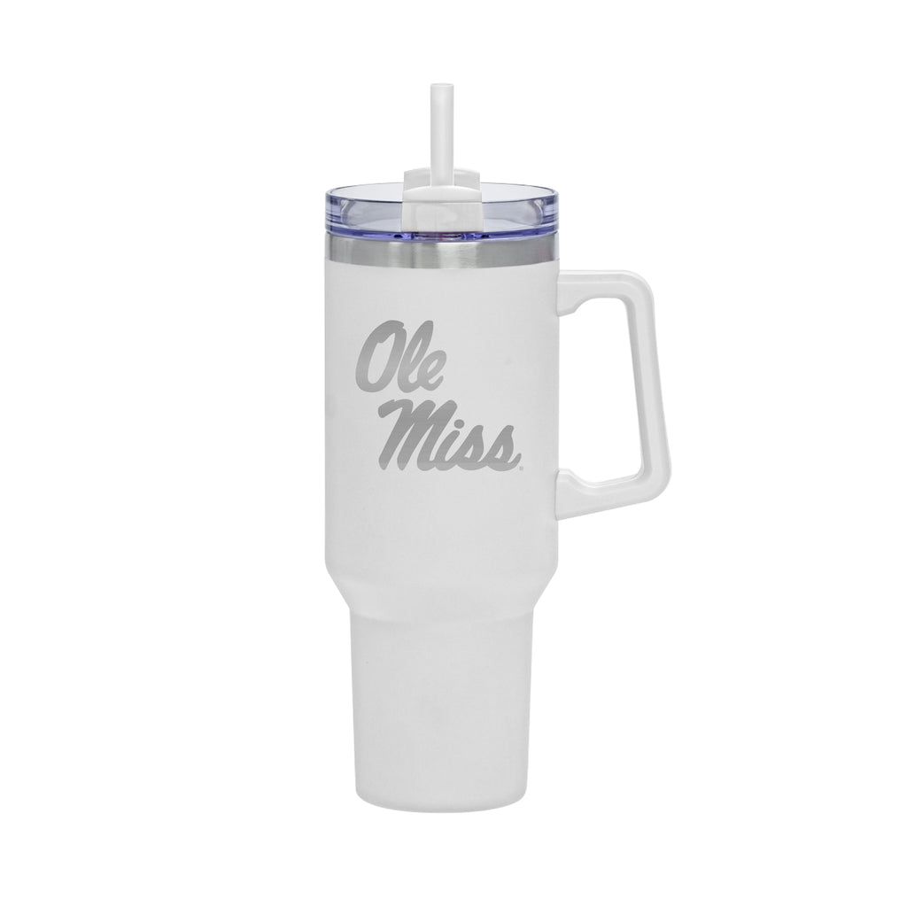 40oz Ole Miss Rebels Laser Etch Rocky Tumbler with Handle