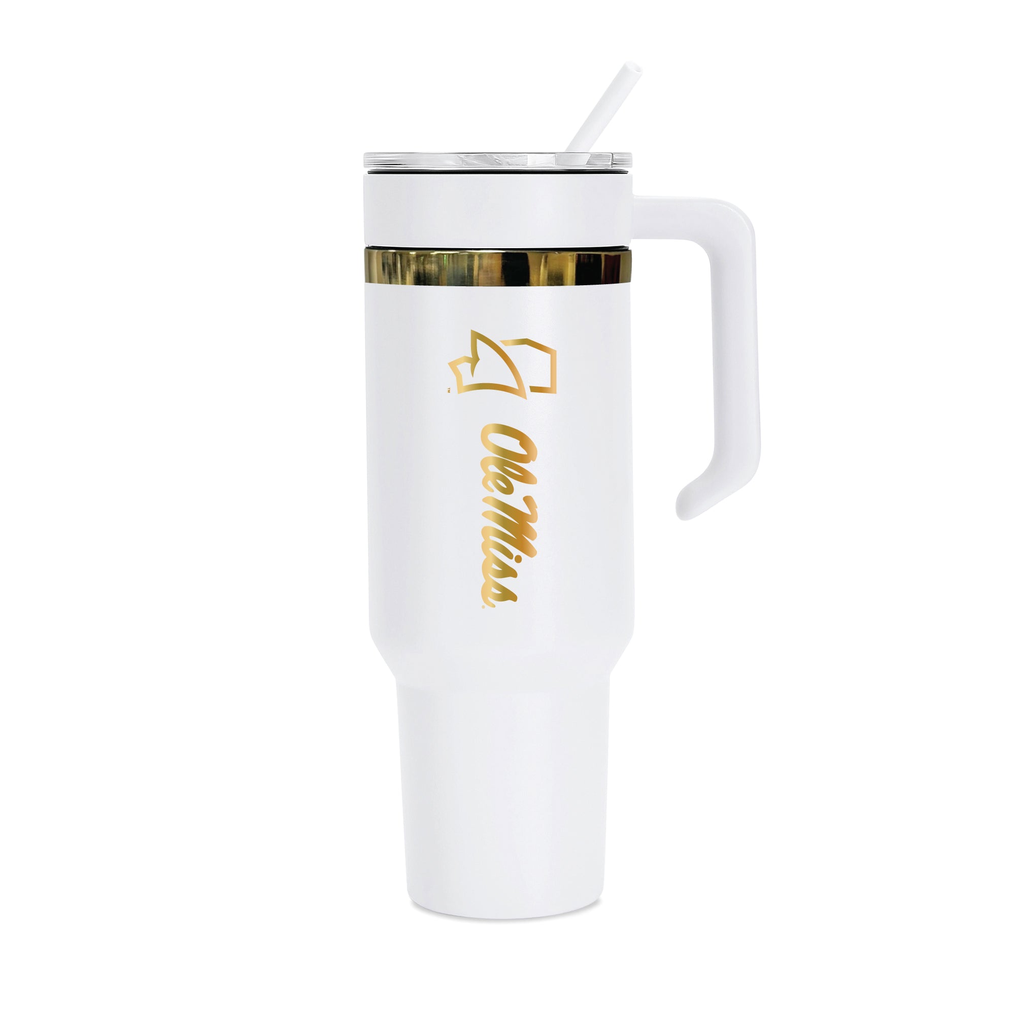 36oz Ole Miss Rebels Gold Anodized White Tumbler