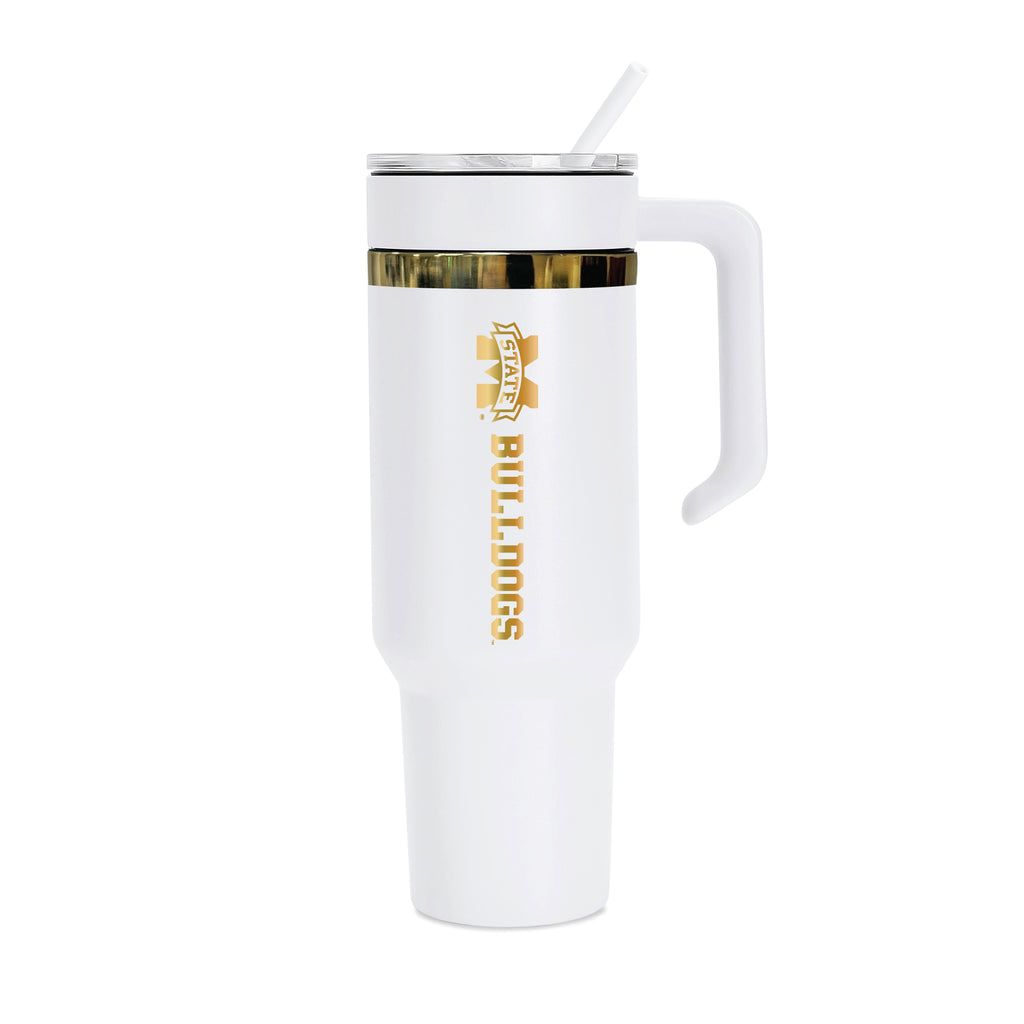 36oz Mississippi State Bulldogs Gold Anodized White Tumbler