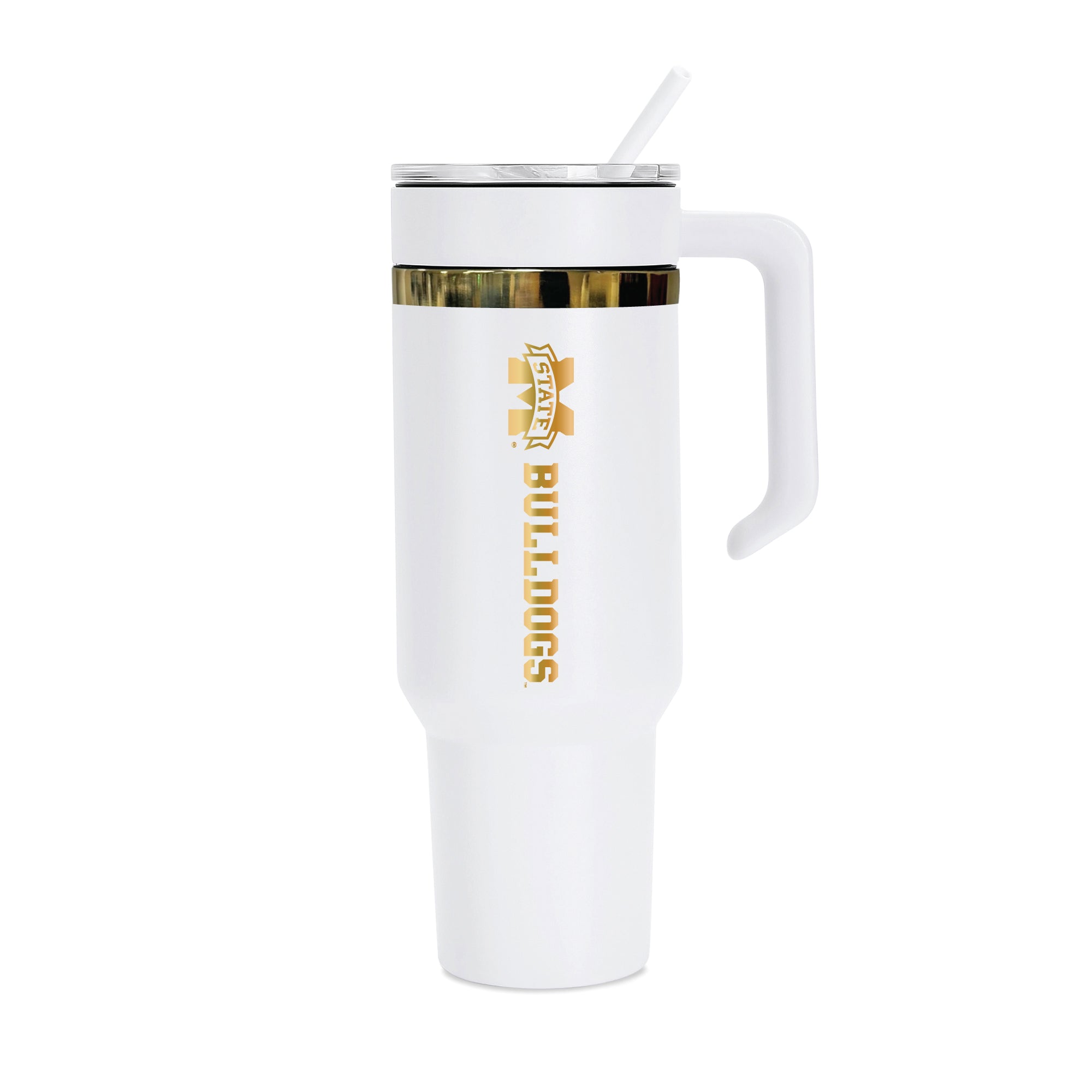 36oz Mississippi State Bulldogs Gold Anodized White Tumbler