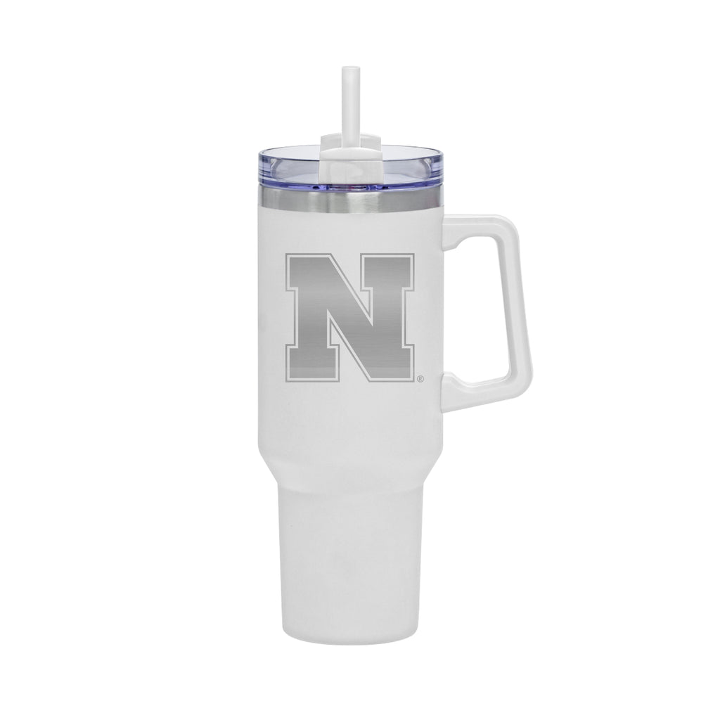 40oz Nebraska Huskers Laser Etch Rocky Tumbler with Handle