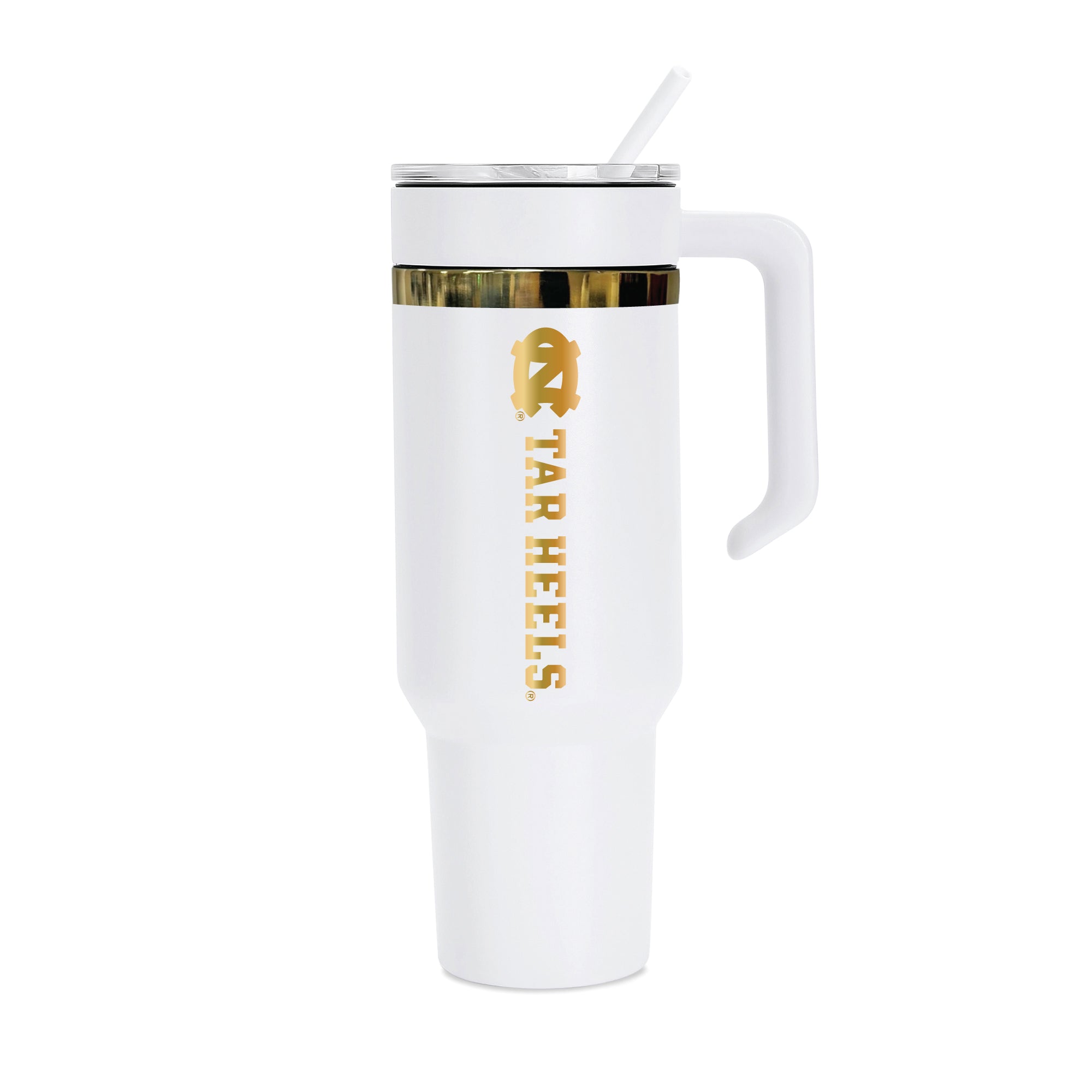 36oz North Carolina Tar Heels Gold Anodized White Tumbler