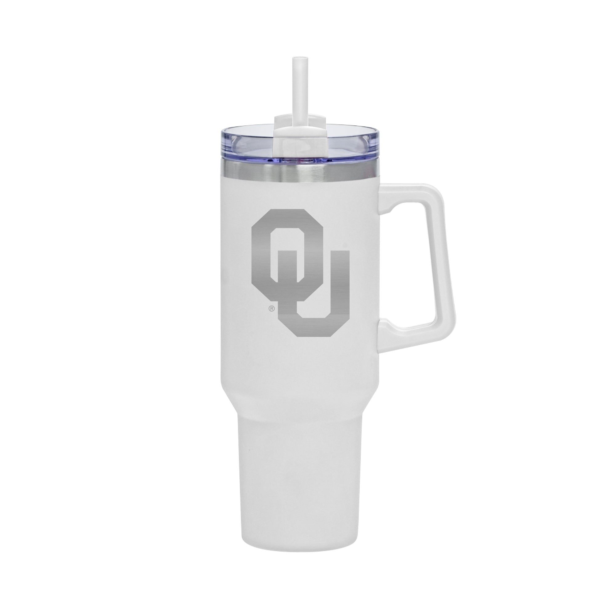 40oz Oklahoma Sooners Laser Etch Rocky Tumbler with Handle