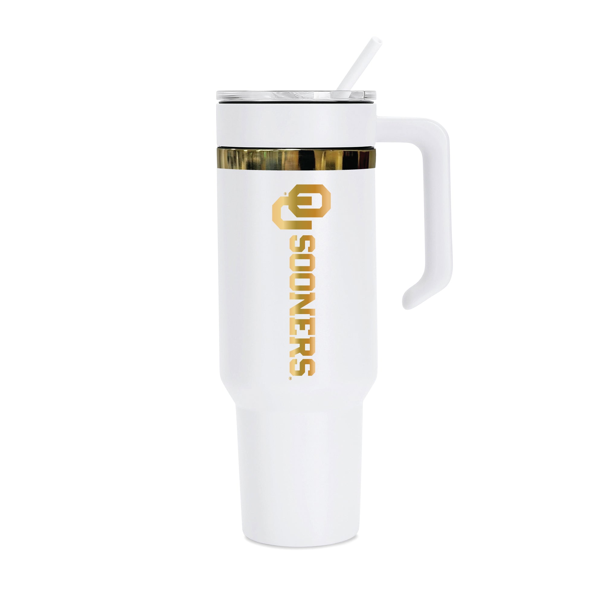 36oz Oklahoma Sooners Gold Anodized White Tumbler