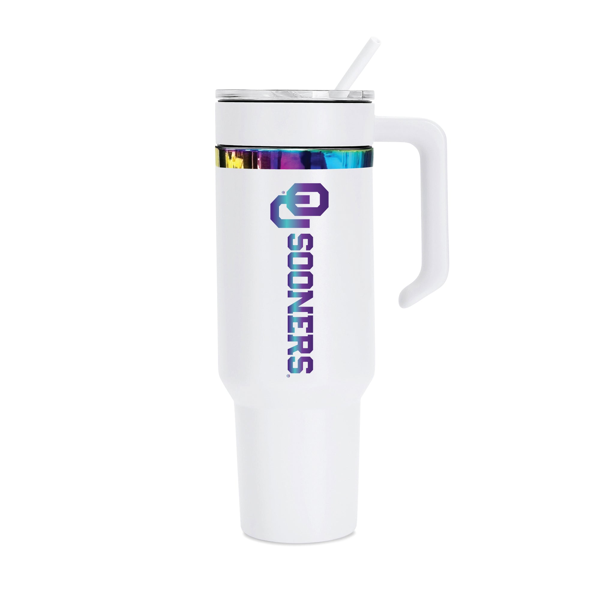 36oz Oklahoma Sooners Iridescent Anodized White Tumbler
