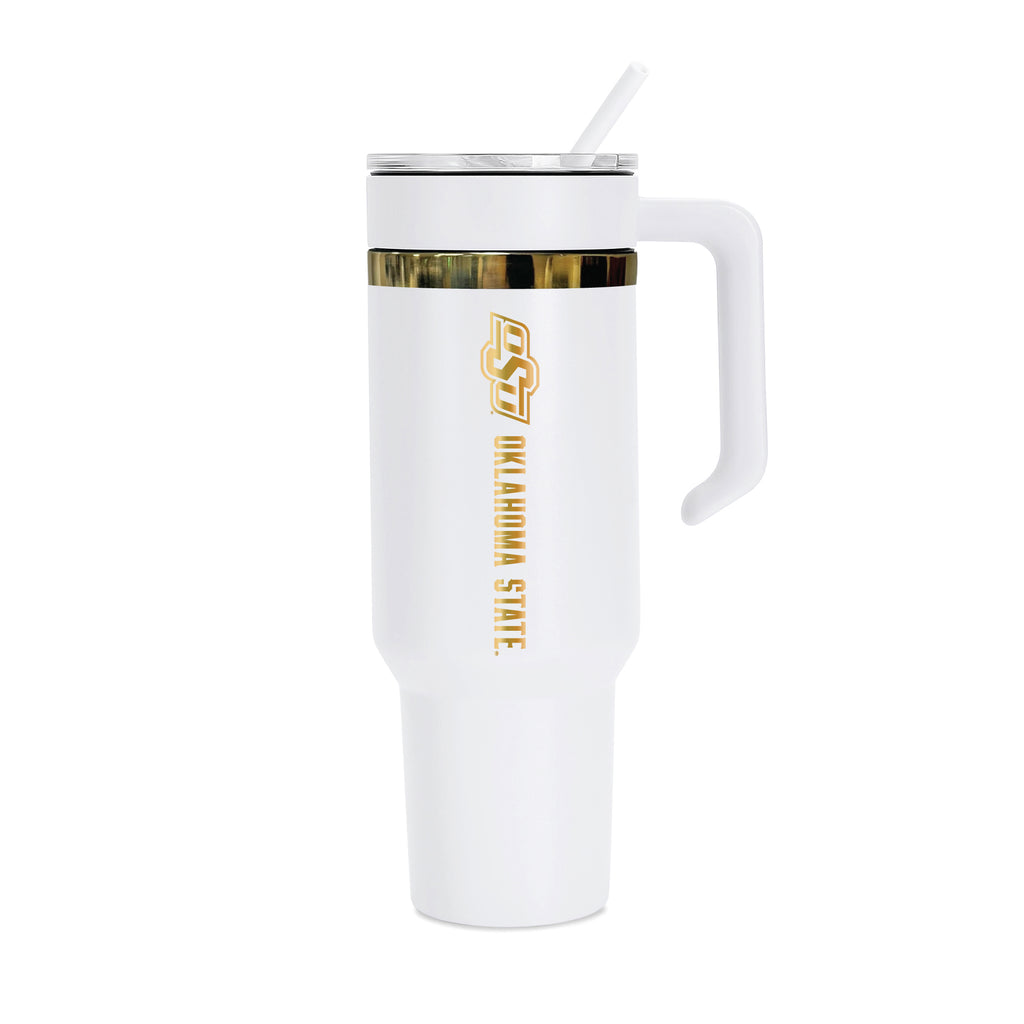 48oz Oklahoma State Cowboys Gold Anodized White Tumbler