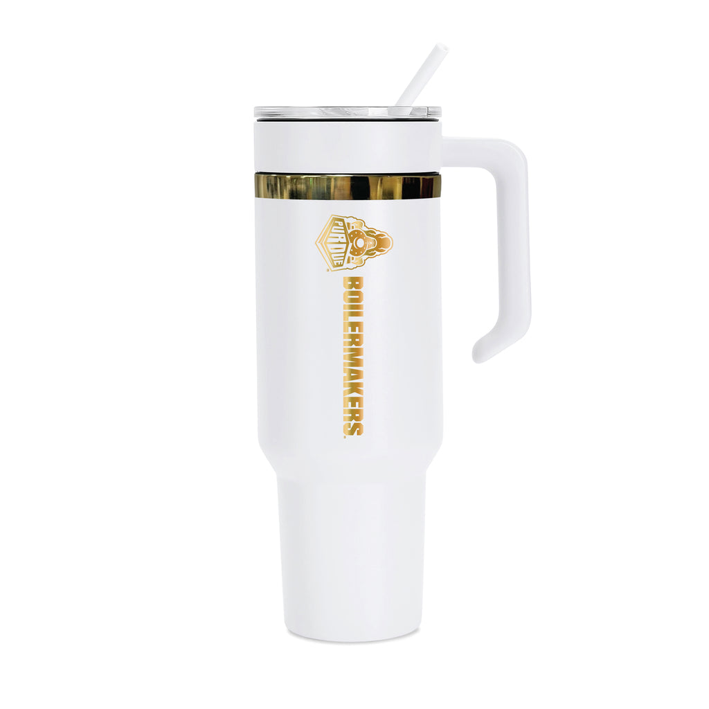 48oz Purdue Boilermakers Gold Anodized White Tumbler