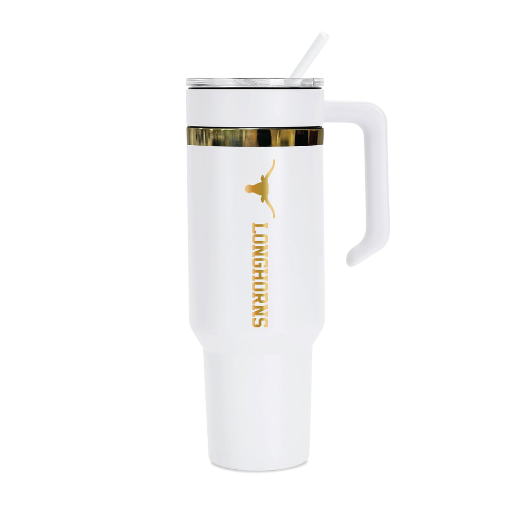 48oz Texas Longhorns Gold Anodized White Tumbler