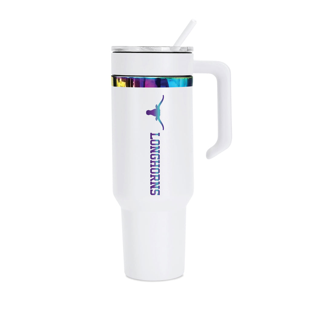 48oz Texas Longhorns Iridescent Anodized White Tumbler