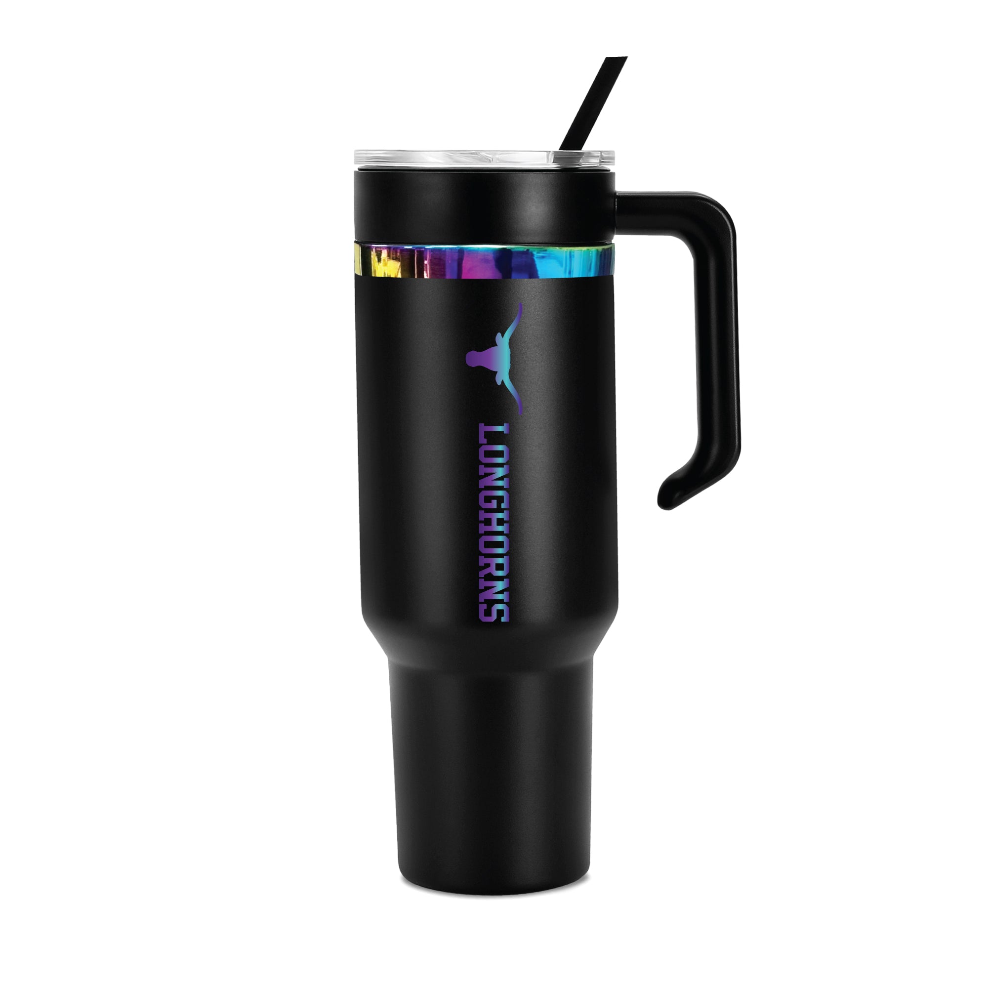 48oz Texas Longhorns Iridescent Anodized Black Tumbler