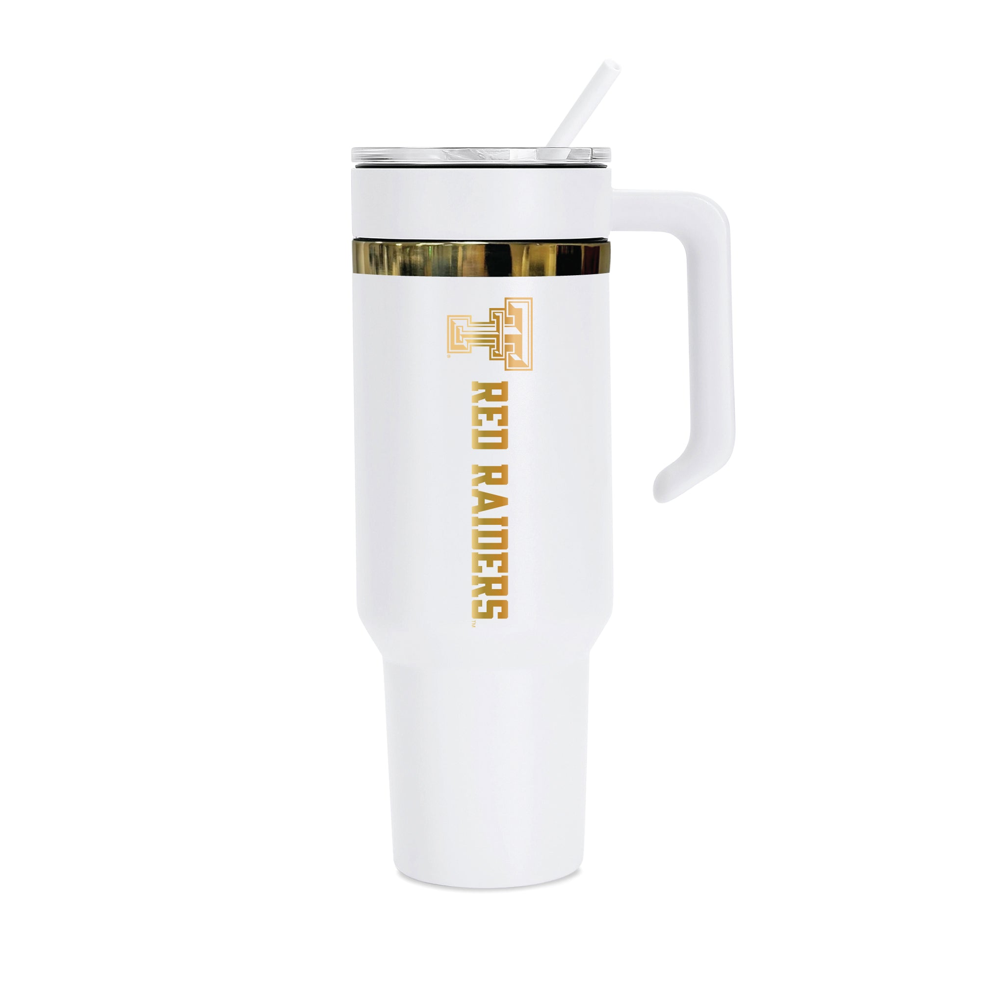 48oz Texas Tech Red Raiders Gold Anodized White Tumbler
