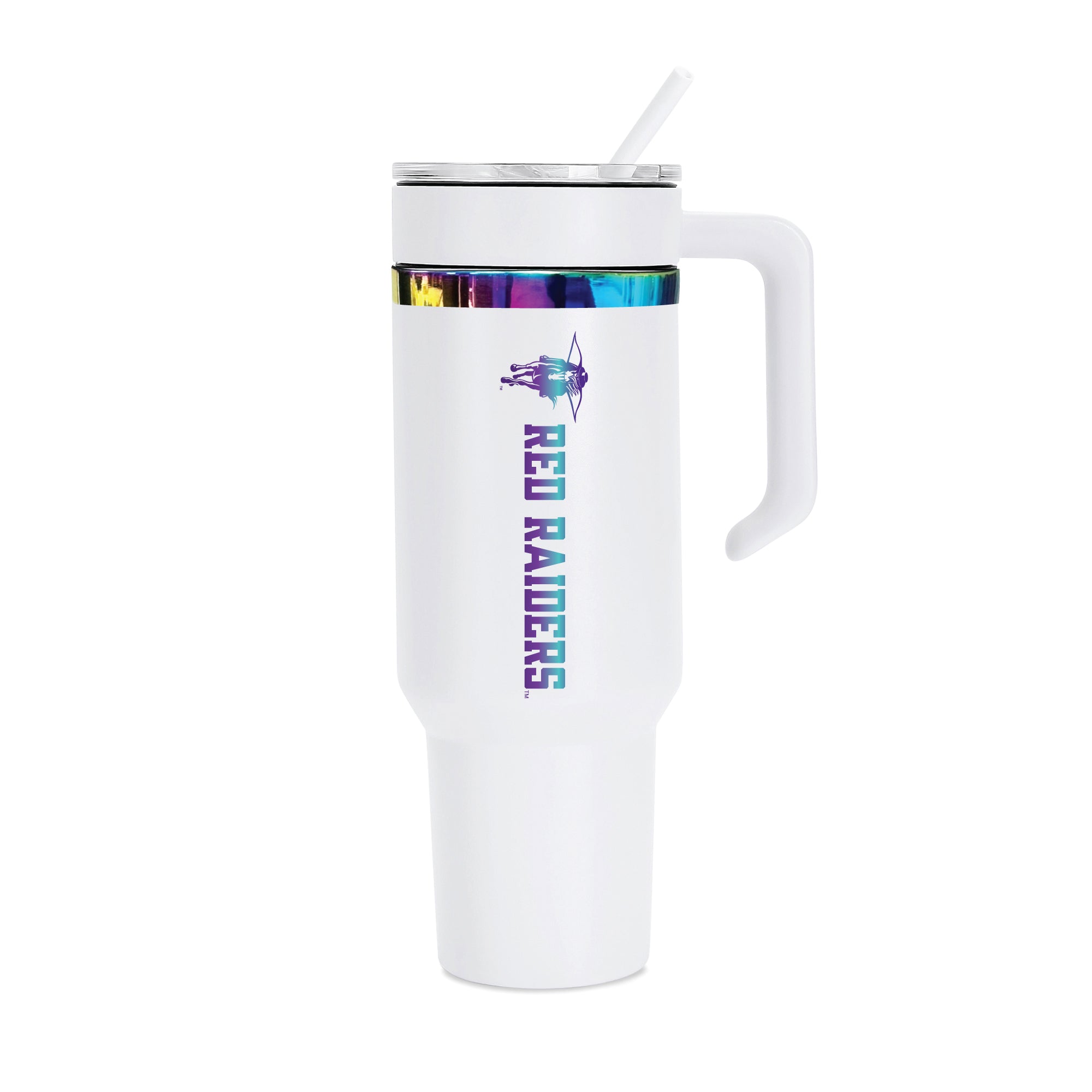 48oz Texas Tech Red Raiders Iridescent Anodized White Tumbler