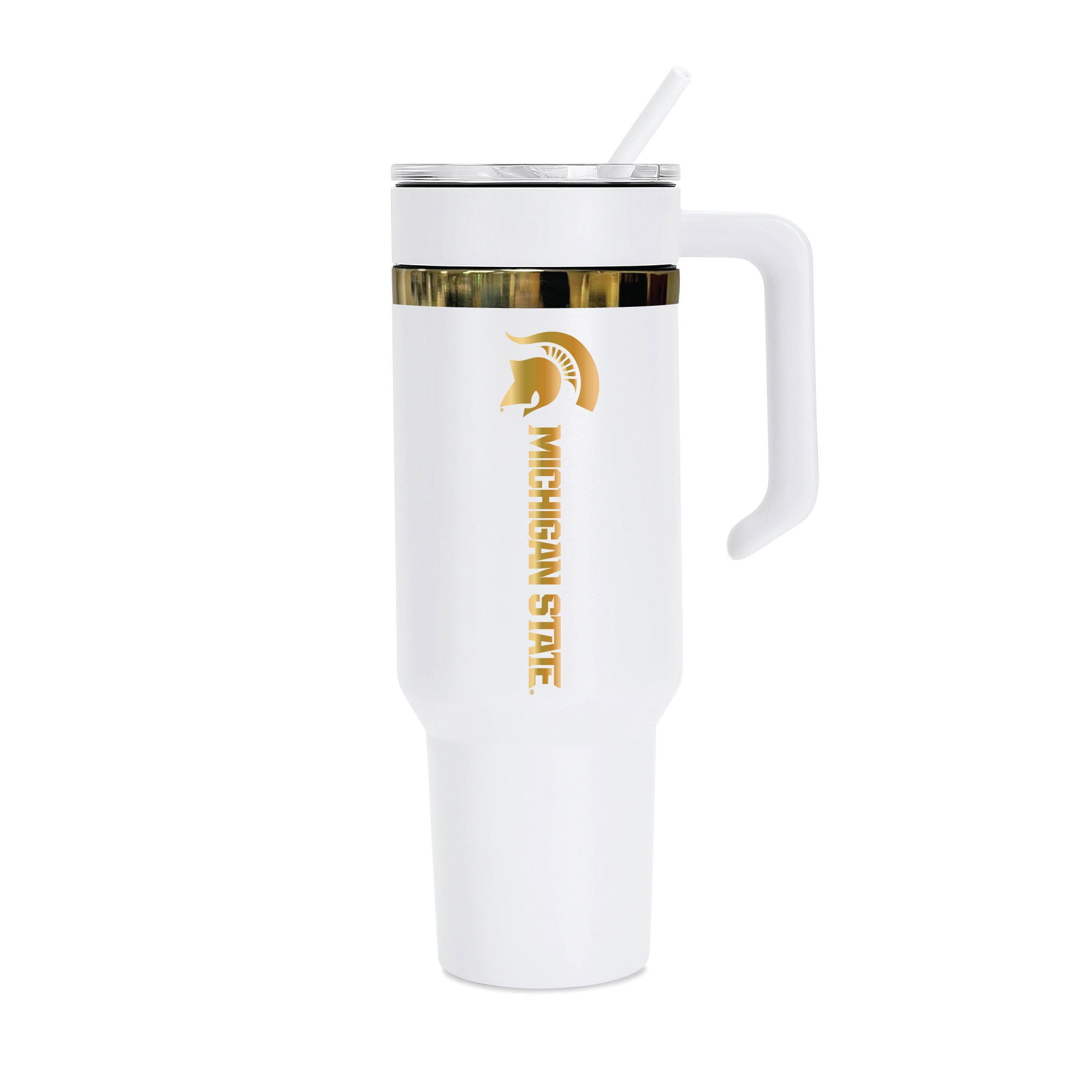 36oz Michigan State Spartans Gold Anodized White Tumbler