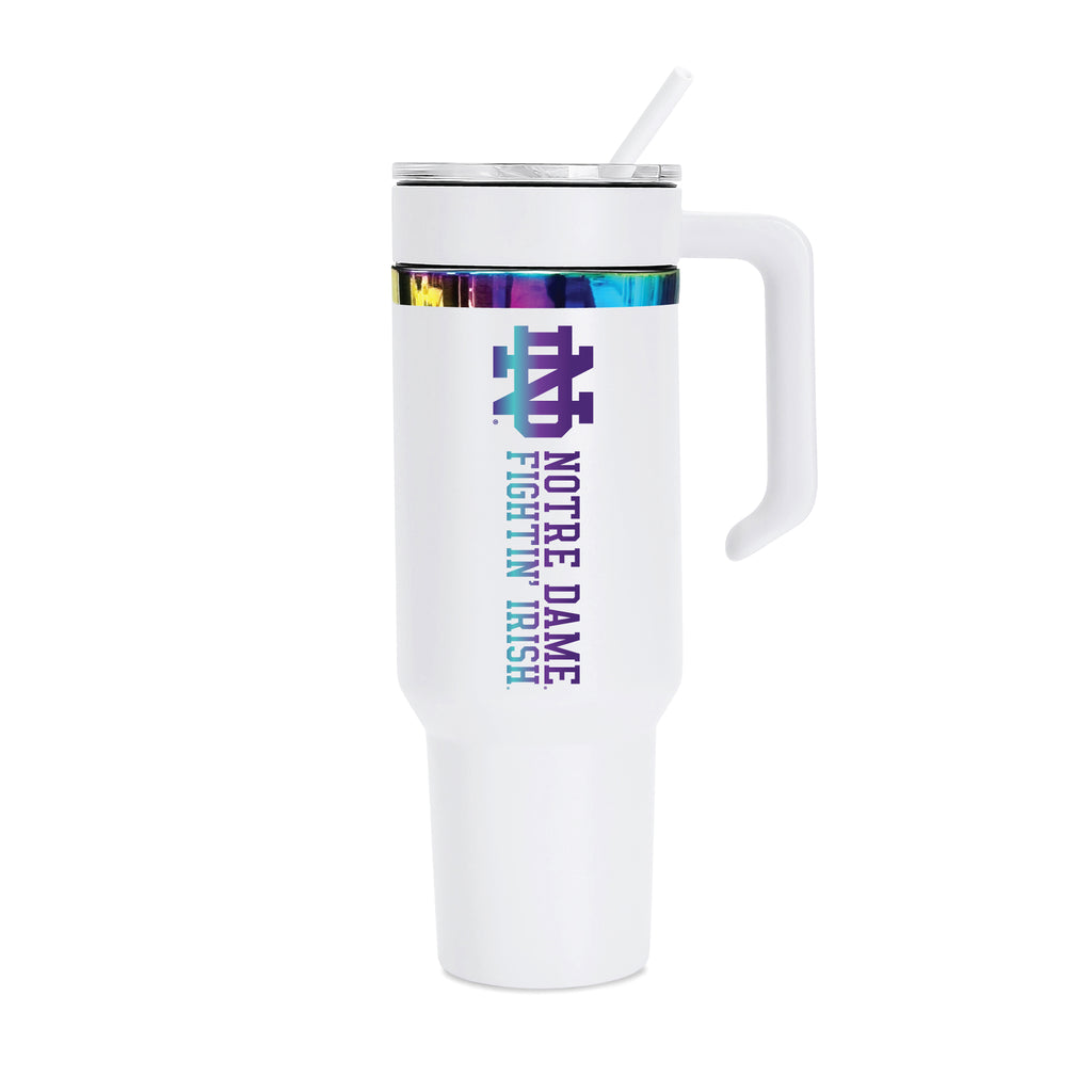 48oz Notre Dame Fighting Irish Iridescent Anodized White Tumbler
