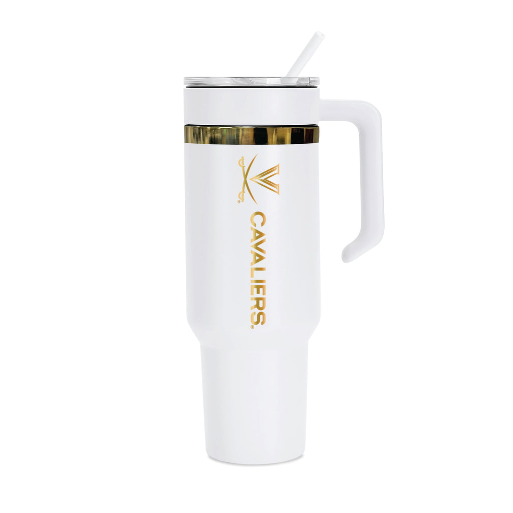 48oz Virginia Cavaliers Gold Anodized White Tumbler
