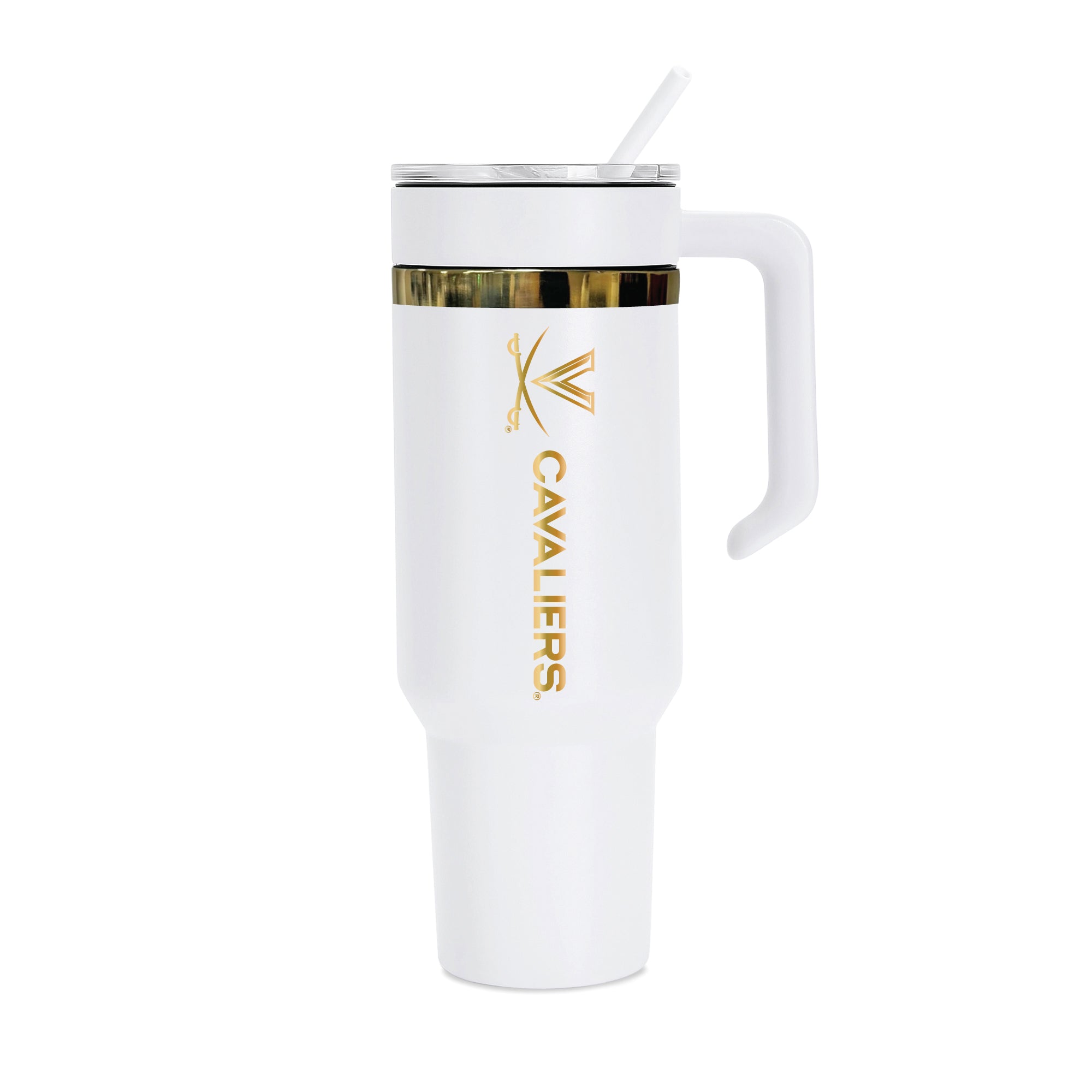 48oz Virginia Cavaliers Gold Anodized White Tumbler