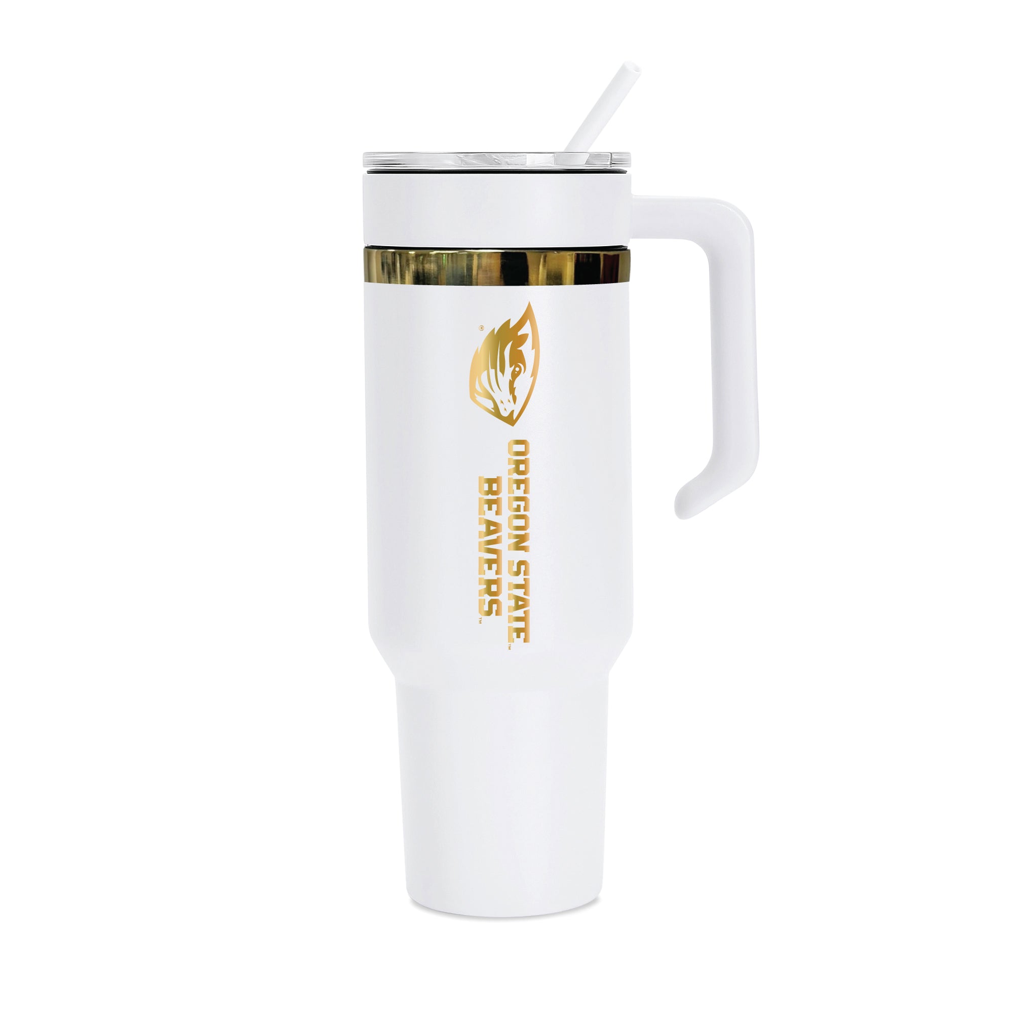 48oz Oregon State Beavers Gold Anodized White Tumbler