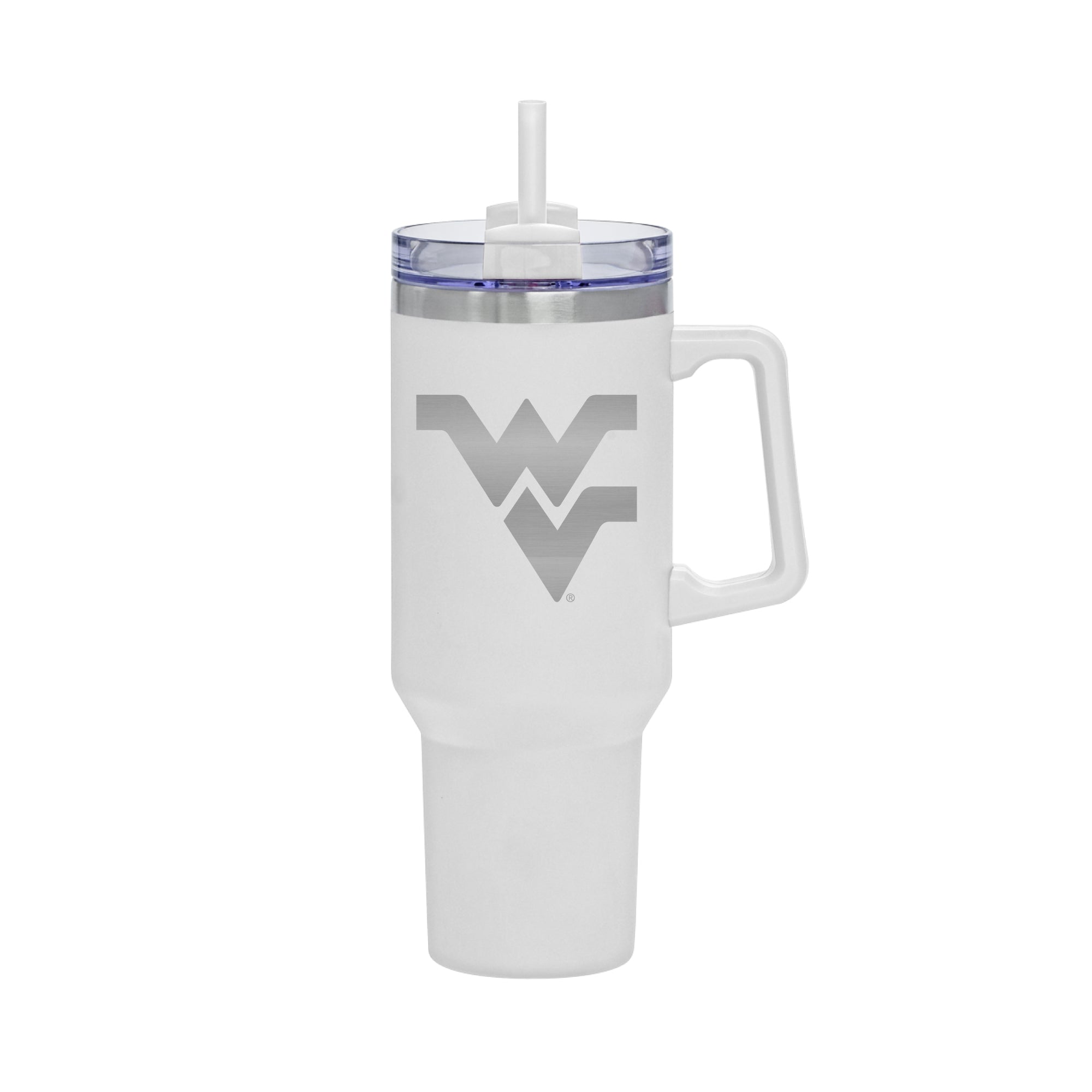 40oz West Virginia Mountaineers Laser Etch Rocky Tumbler with Handle