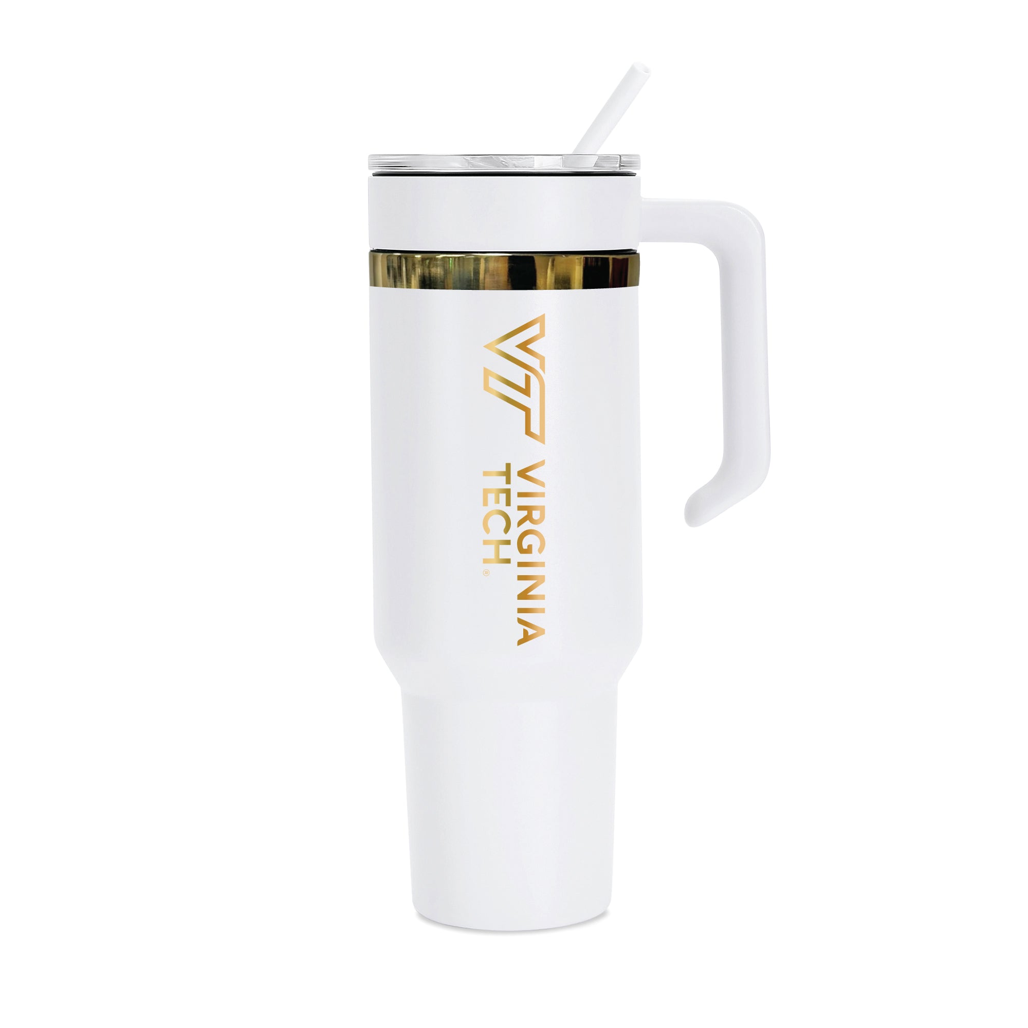 48oz Virginia Tech Hokies Gold Anodized White Tumbler