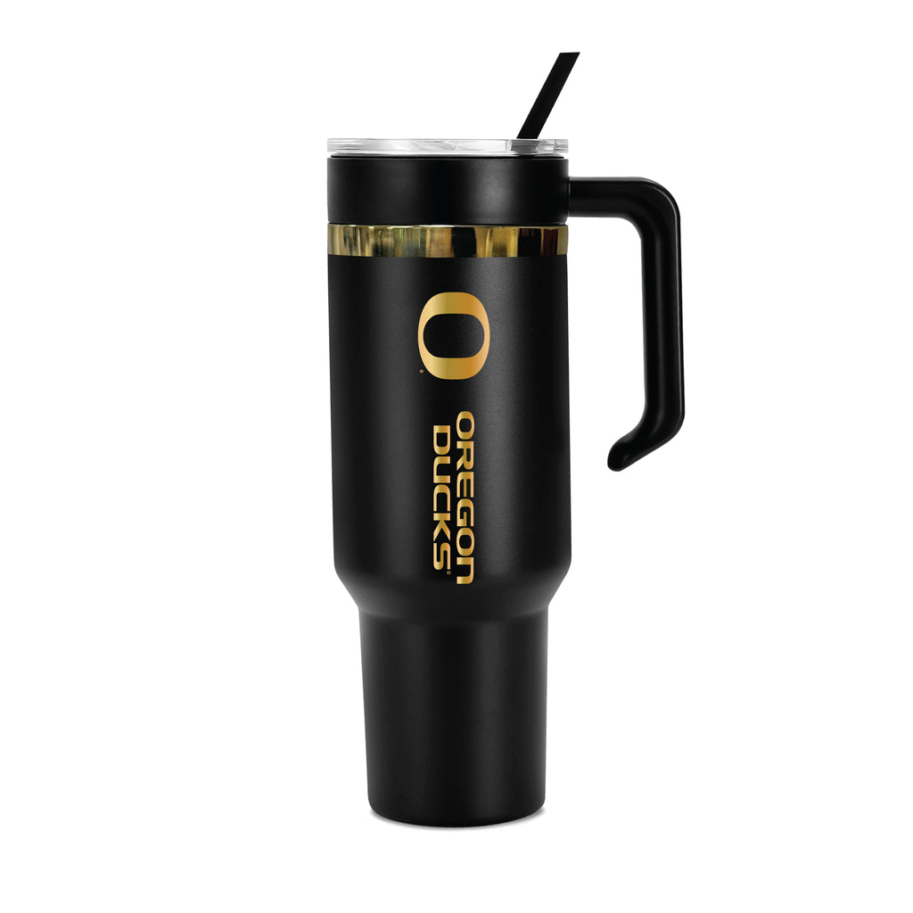48oz Oregon Ducks Gold Black Anodized Tumbler